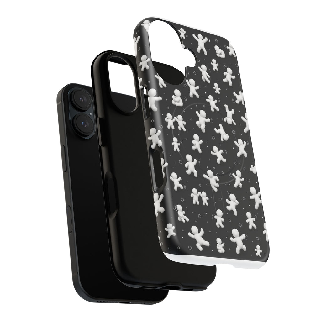Magnetic Phone Case – Floating Gingerbread Figures on Black (Tough Magnetic)