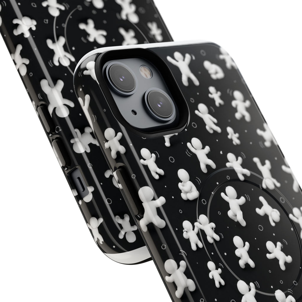 Magnetic Phone Case – Floating Gingerbread Figures on Black (Tough Magnetic)