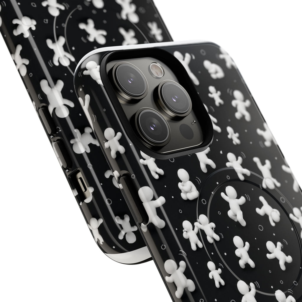 Magnetic Phone Case – Floating Gingerbread Figures on Black (Tough Magnetic)