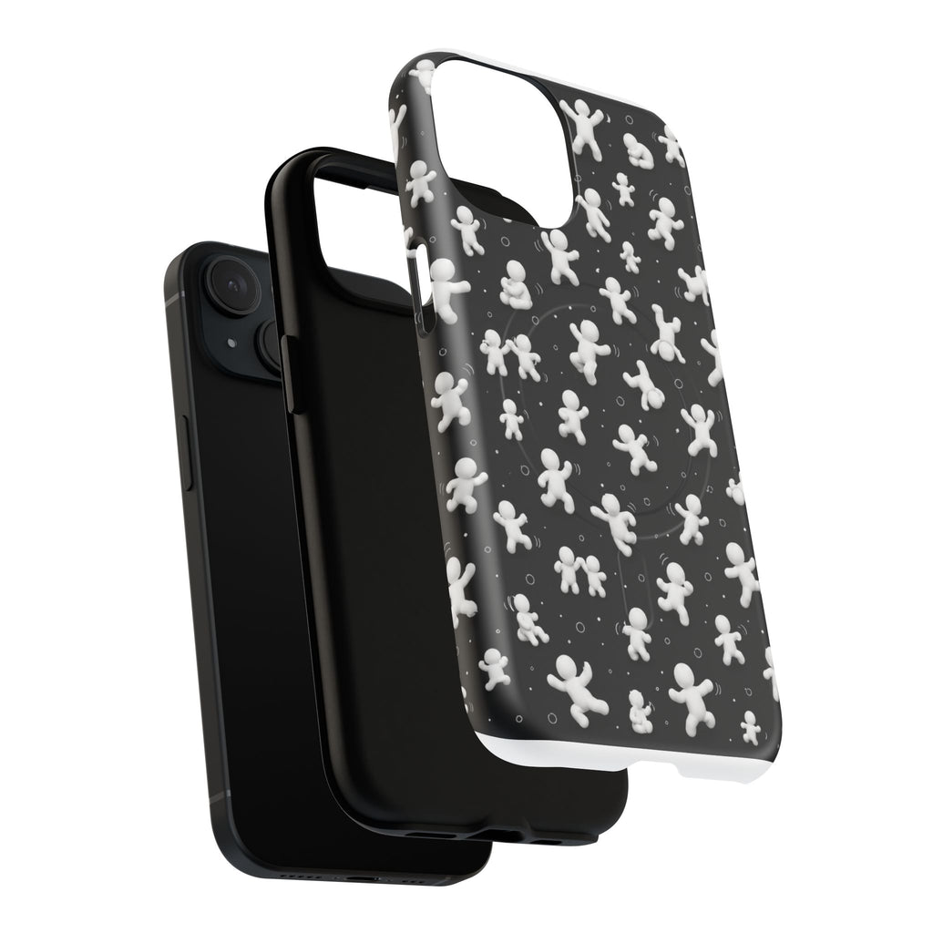 Magnetic Phone Case – Floating Gingerbread Figures on Black (Tough Magnetic)