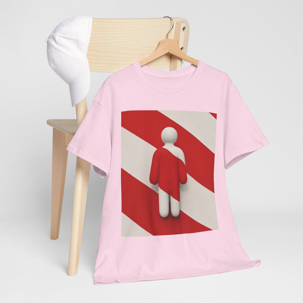 Graphic Tee — Red Striped Figure Design