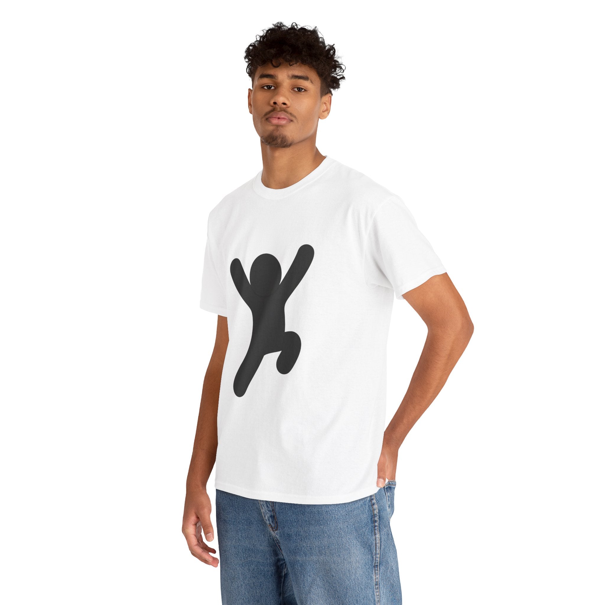 Jumping Stick Figure Graphic Tee — Minimalist Fun Unisex T-Shirt