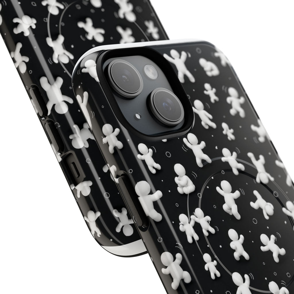 Magnetic Phone Case – Floating Gingerbread Figures on Black (Tough Magnetic)