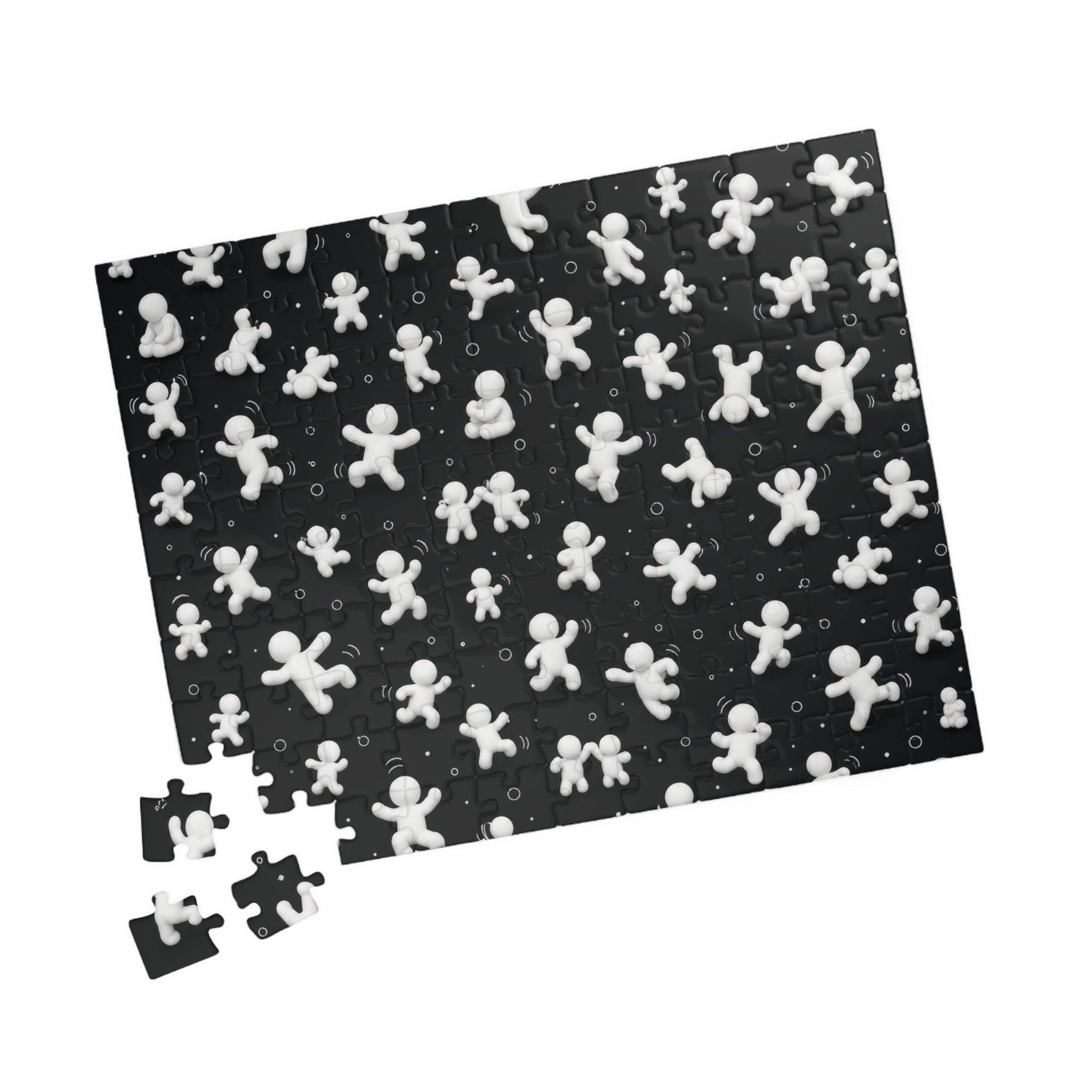 Monochrome Dancing Gingerbread Puzzle — Black & White Figurine Jigsaw (110–1014 pcs)