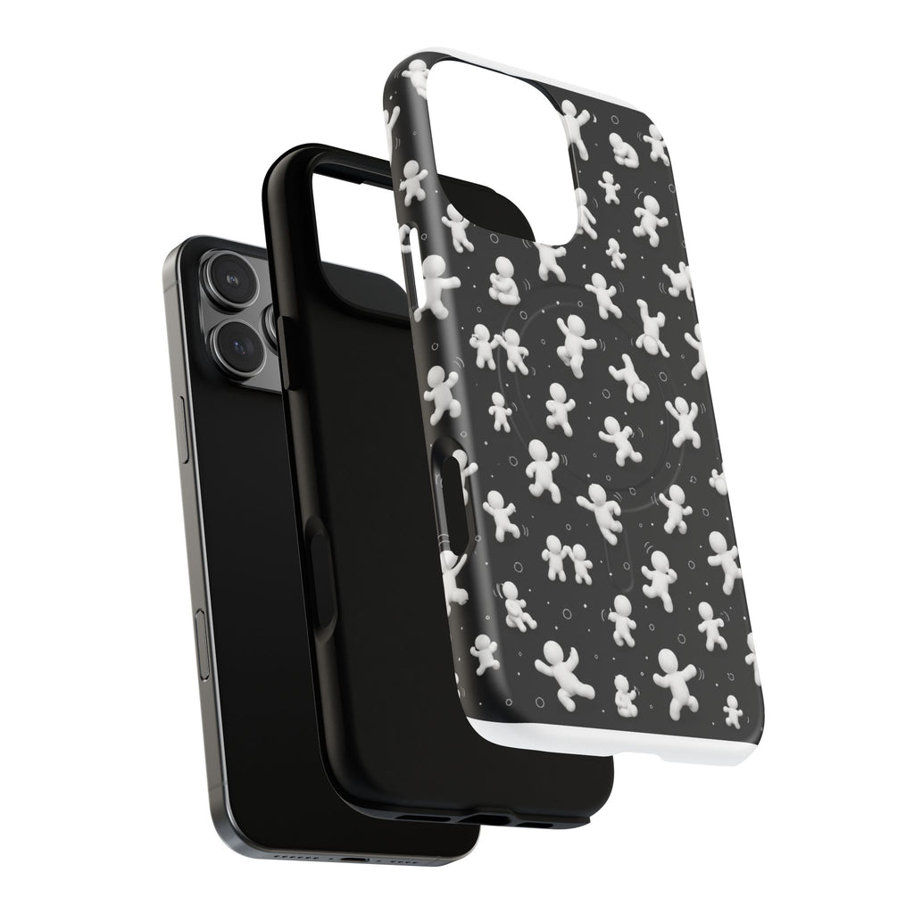 Magnetic Phone Case – Floating Gingerbread Figures on Black (Tough Magnetic)