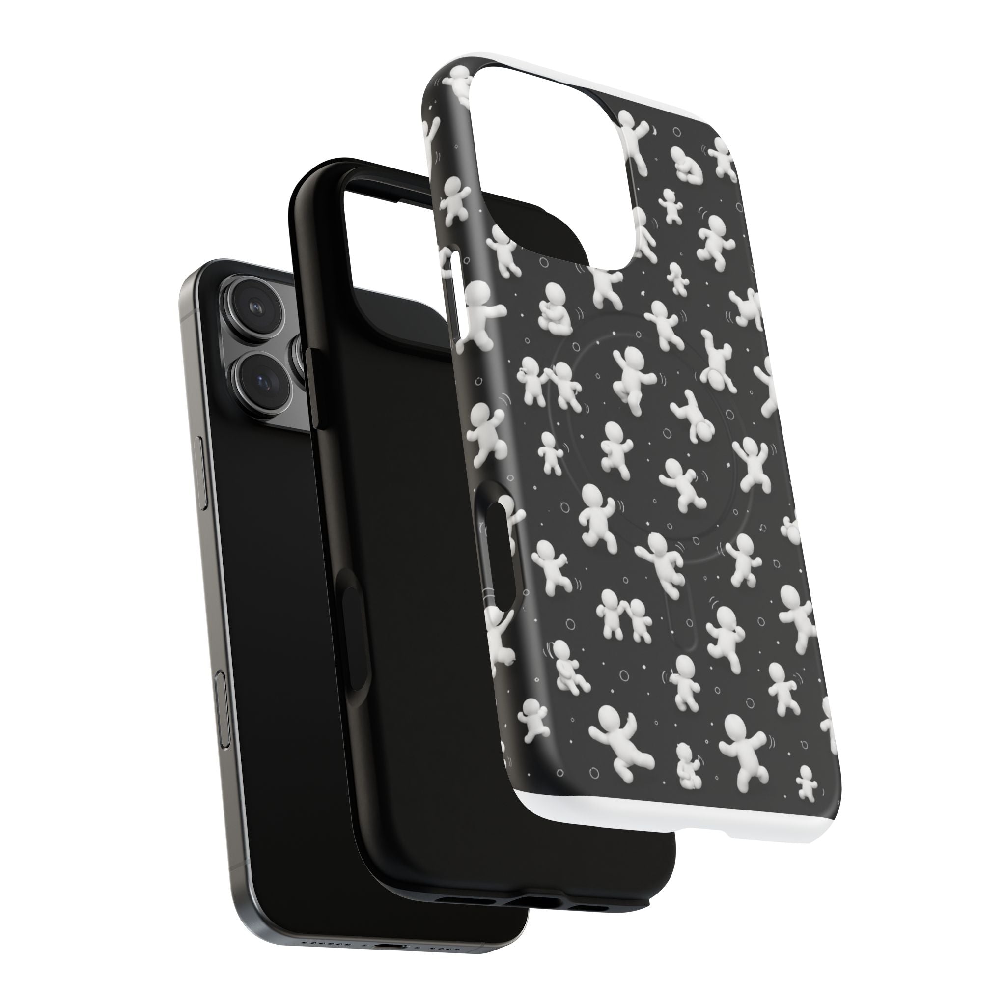 Magnetic Phone Case – Floating Gingerbread Figures on Black (Tough Magnetic)