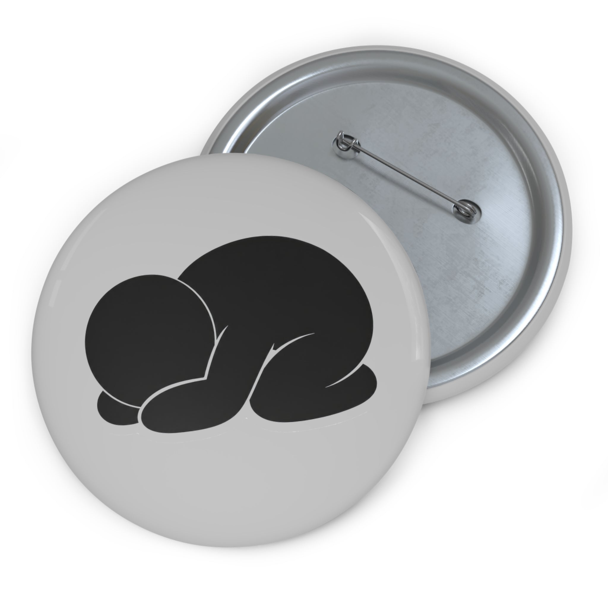 Pin Button — Minimalist Curled Figure Button Pin (Cute Abstract Silhouette)