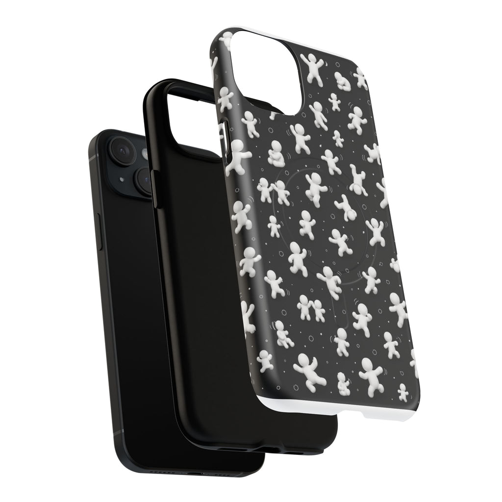 Magnetic Phone Case – Floating Gingerbread Figures on Black (Tough Magnetic)