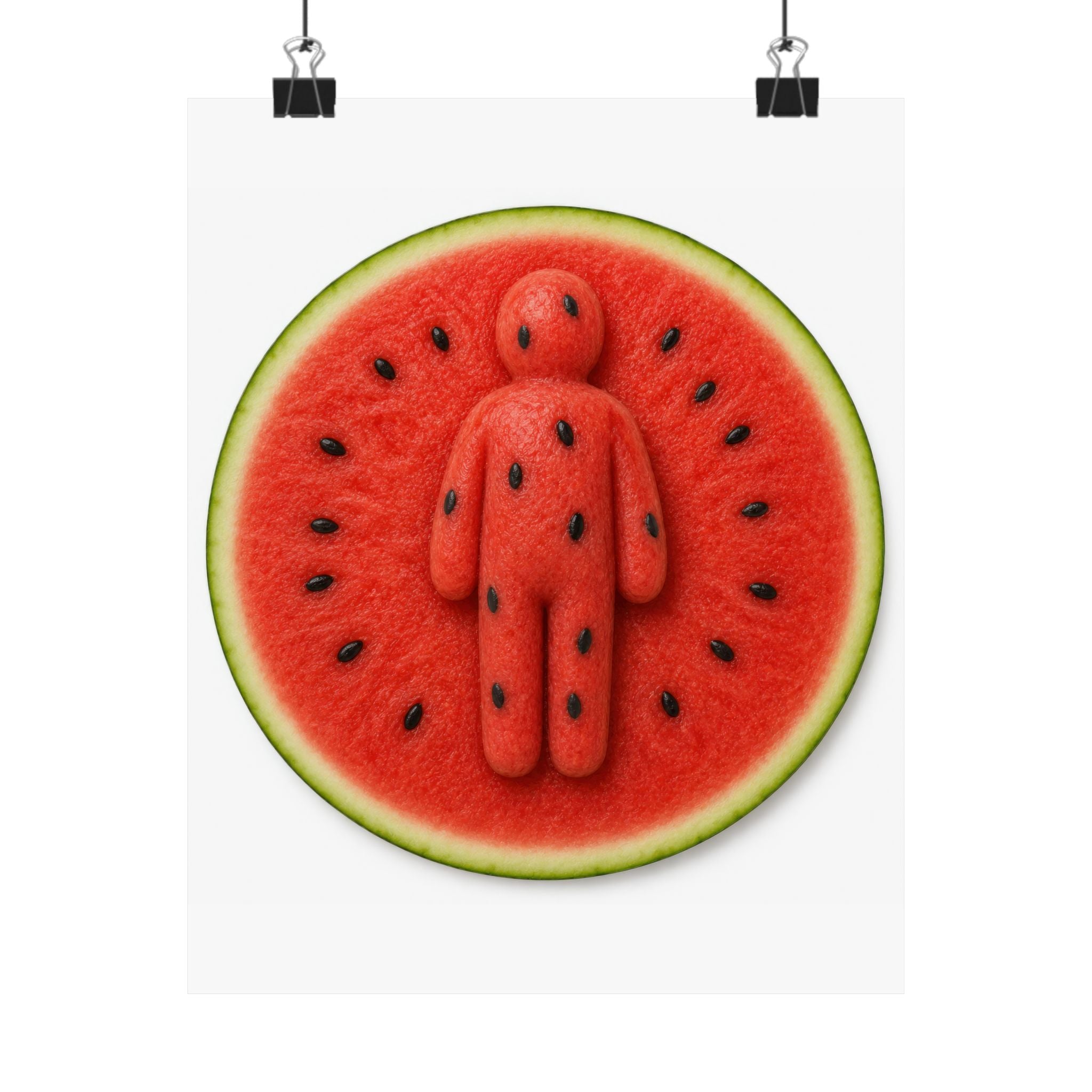 Watermelon Man Poster — Surreal Fruit Art Matte Vertical Print