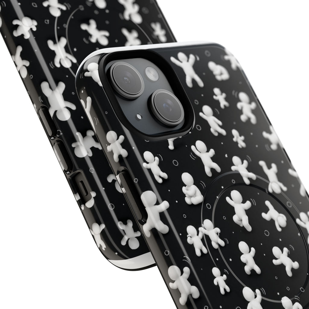 Magnetic Phone Case – Floating Gingerbread Figures on Black (Tough Magnetic)