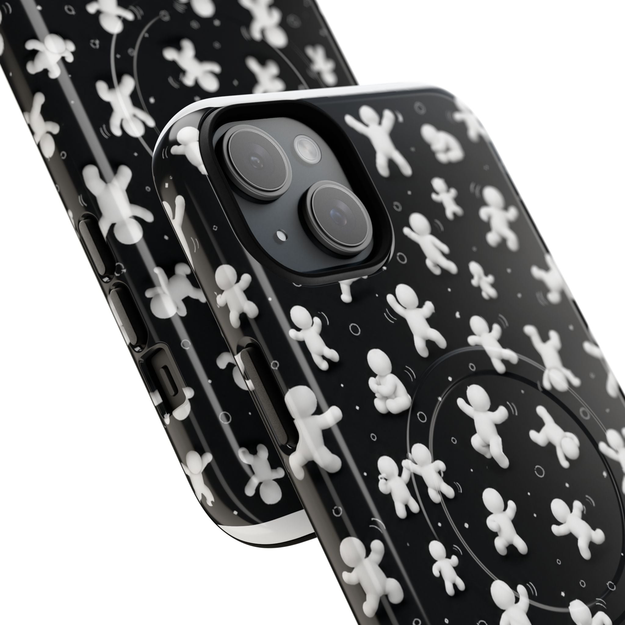 Magnetic Phone Case – Floating Gingerbread Figures on Black (Tough Magnetic)