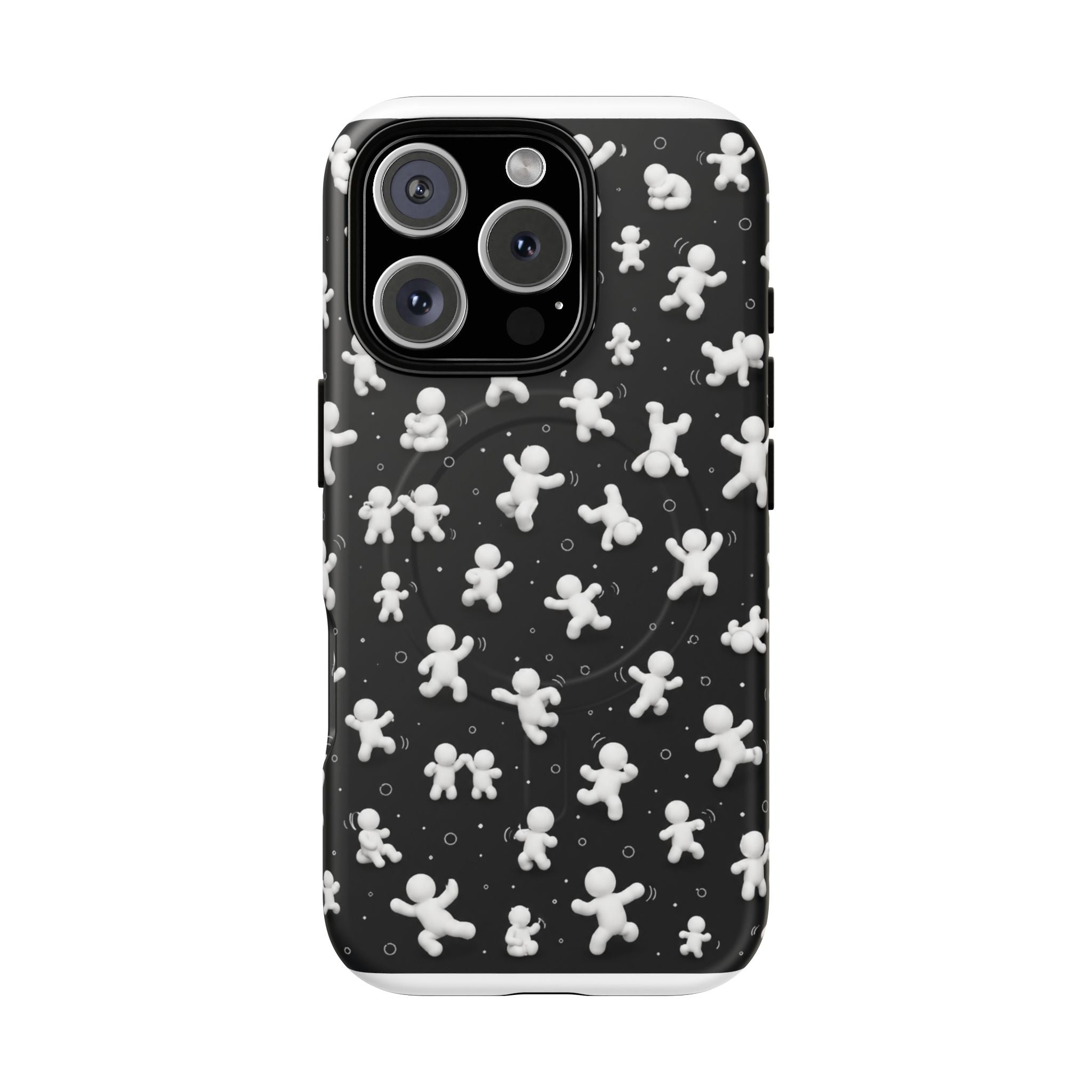 Magnetic Phone Case – Floating Gingerbread Figures on Black (Tough Magnetic)