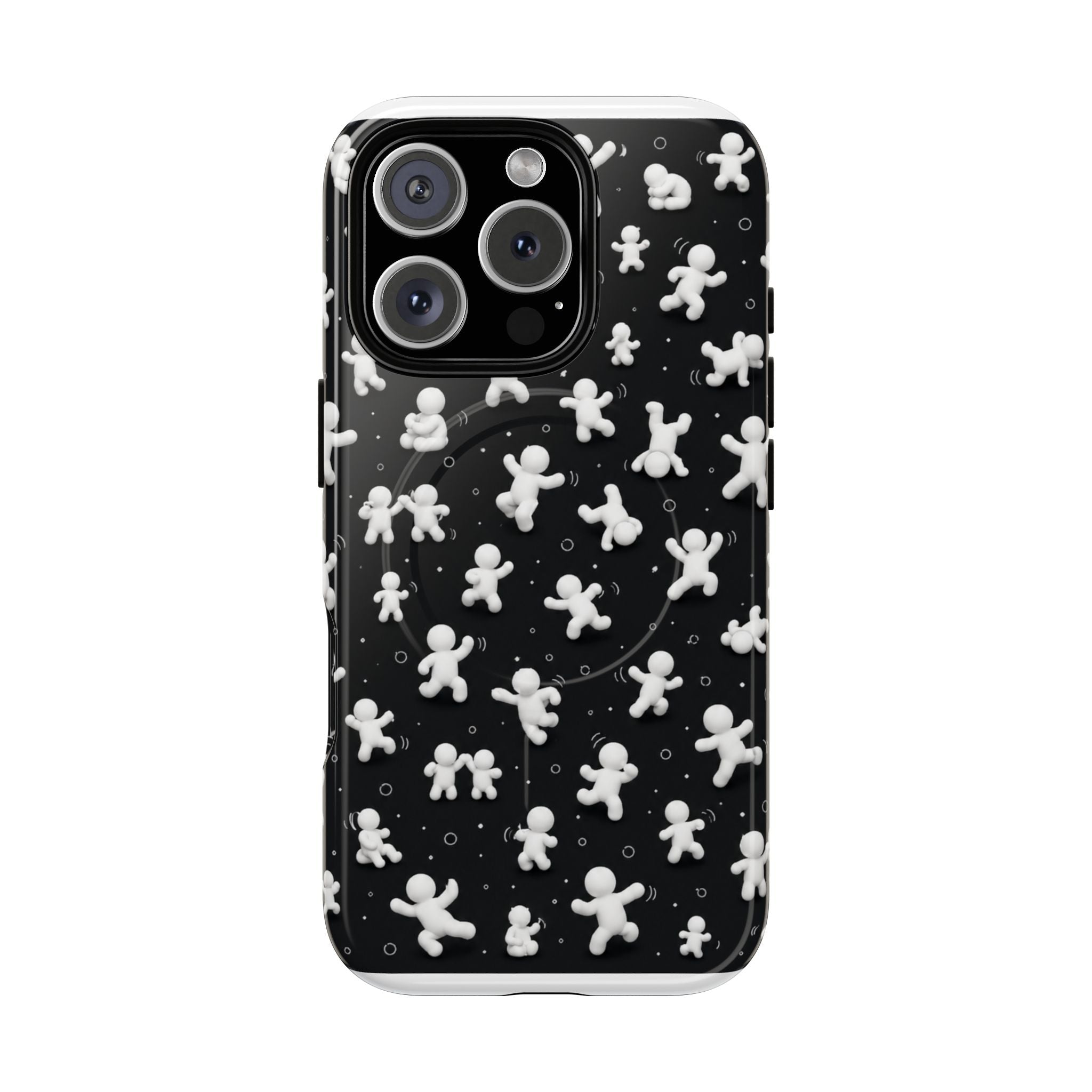 Magnetic Phone Case – Floating Gingerbread Figures on Black (Tough Magnetic)
