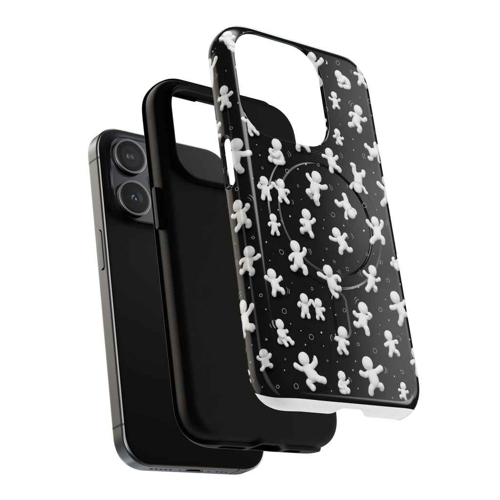 Magnetic Phone Case – Floating Gingerbread Figures on Black (Tough Magnetic)