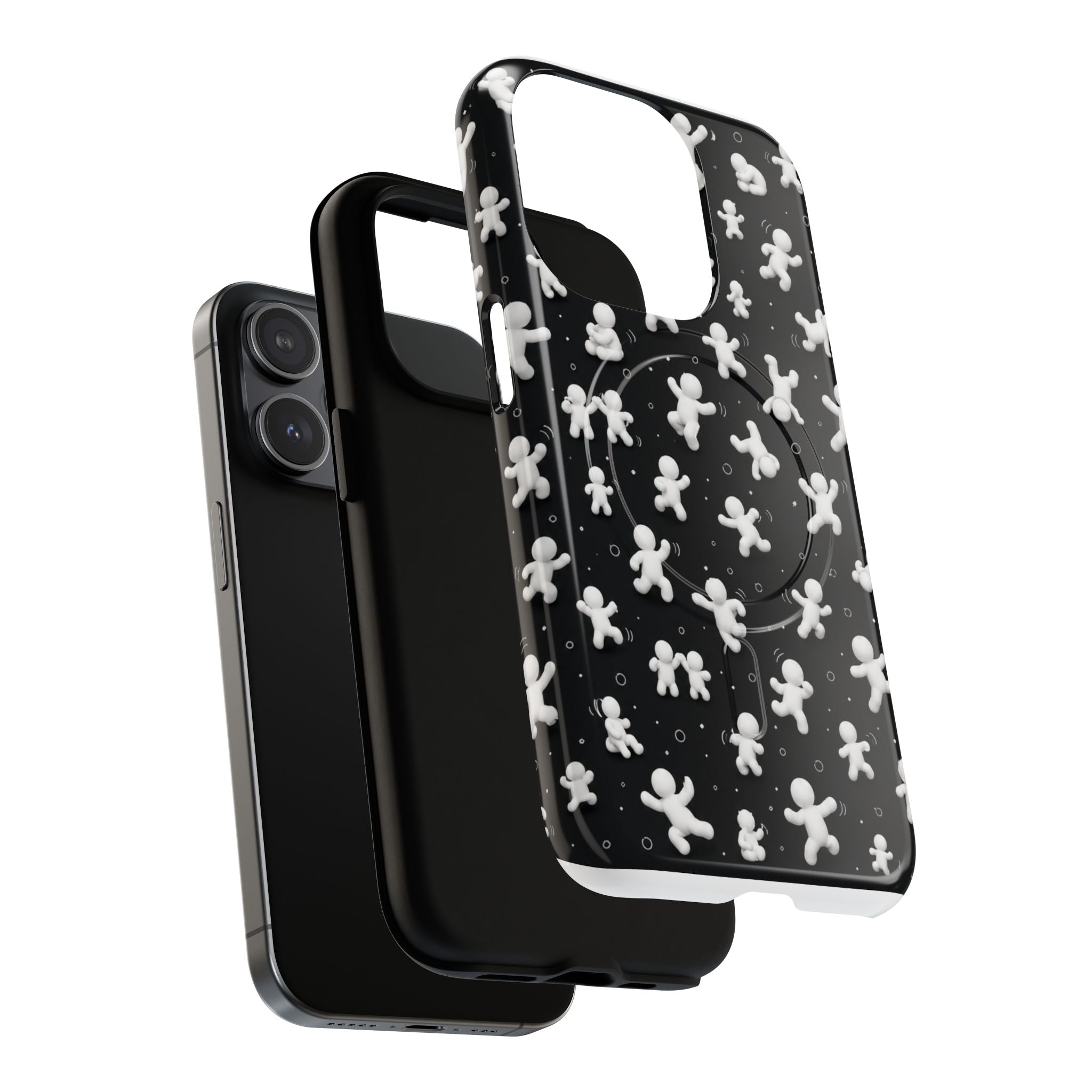 Magnetic Phone Case – Floating Gingerbread Figures on Black (Tough Magnetic)
