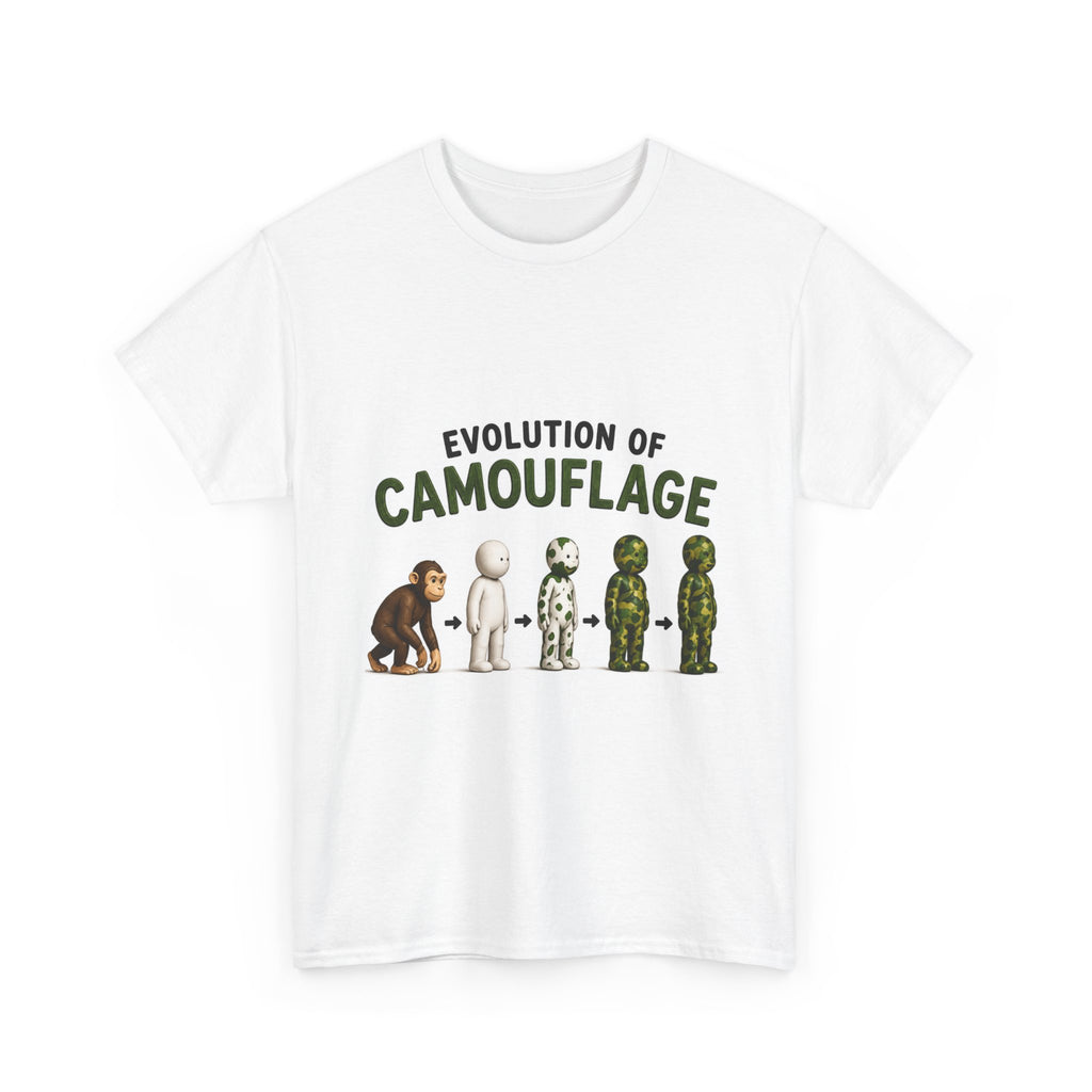 T-Shirt — Evolution of Camouflage Graphic Tee (Military Hunting Humor)