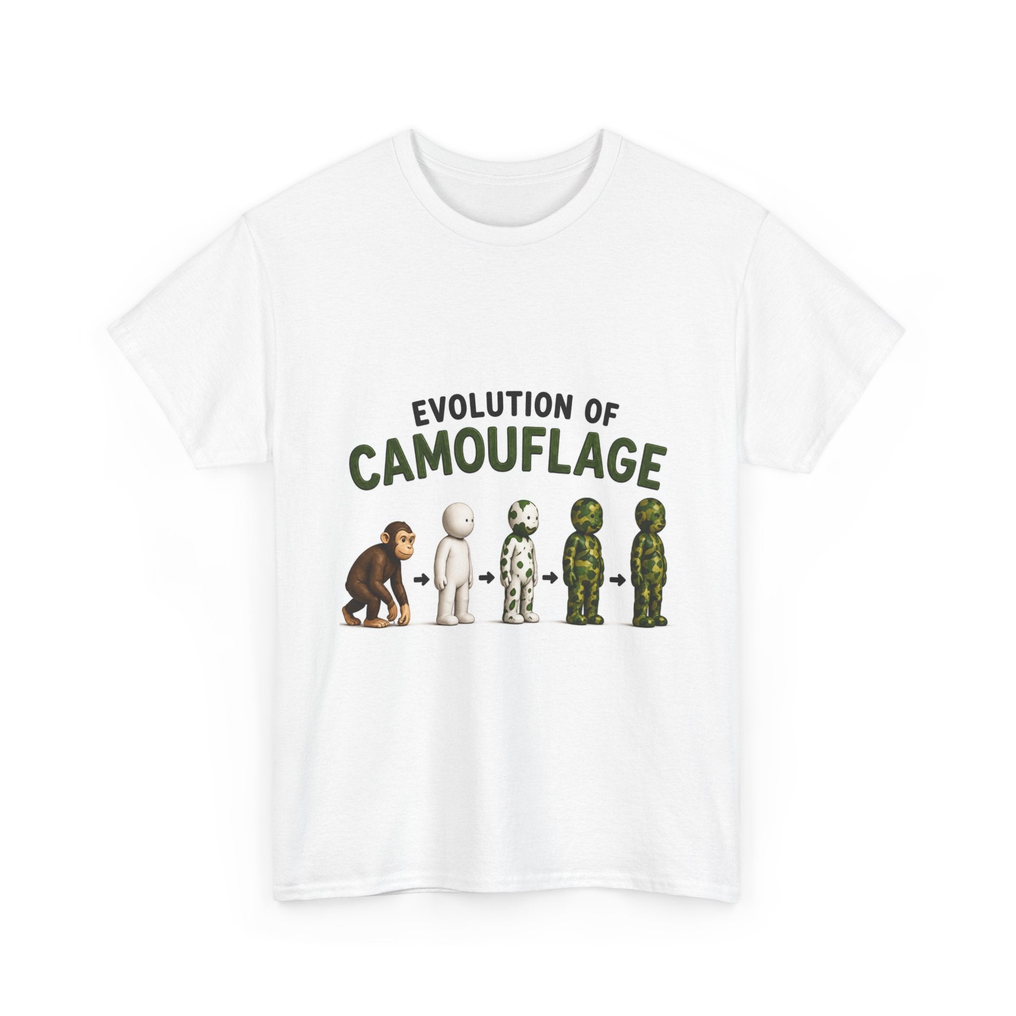 T-Shirt — Evolution of Camouflage Graphic Tee (Military Hunting Humor)