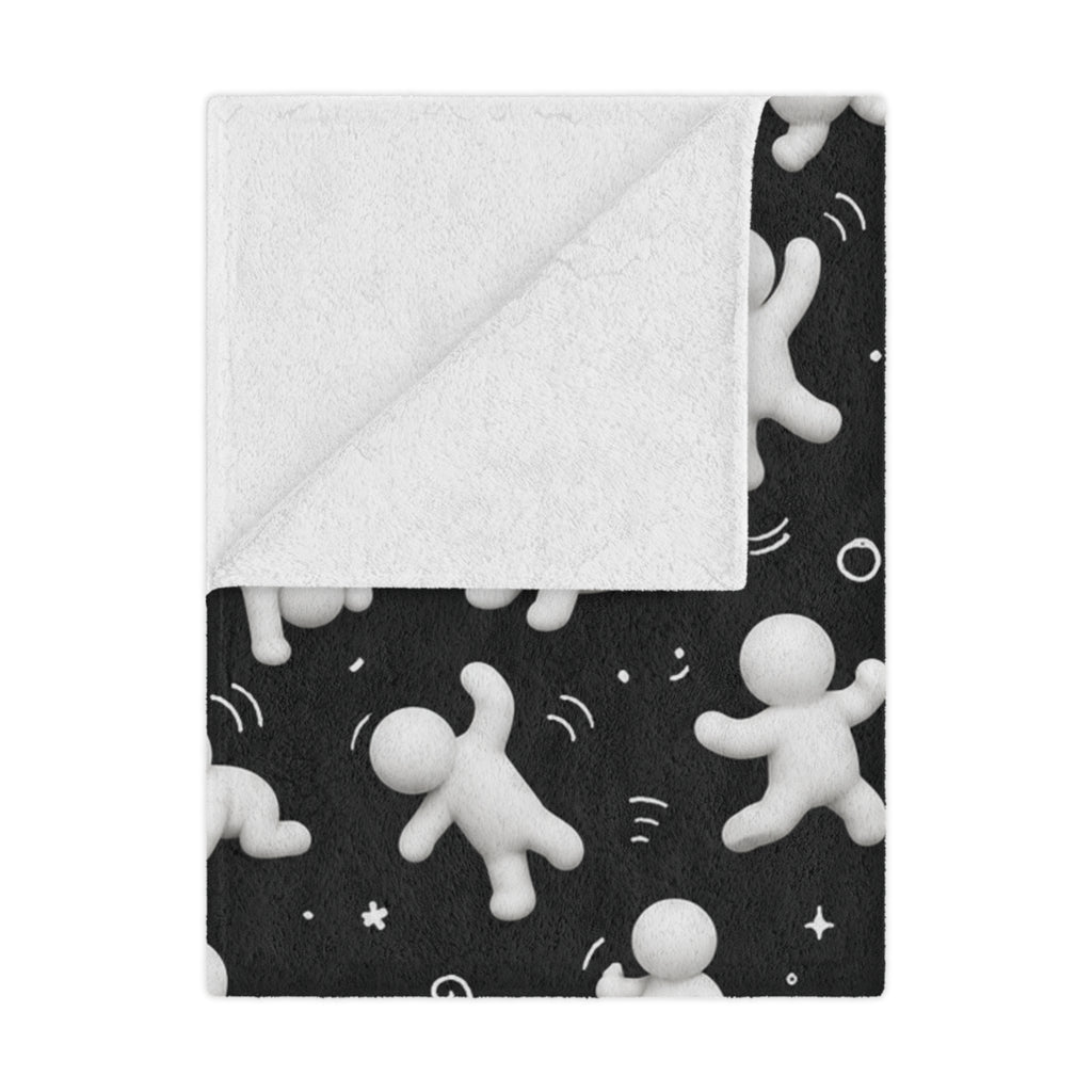 Cozy Minky Blanket — Black & White 3D Figure Pattern Plush Throw