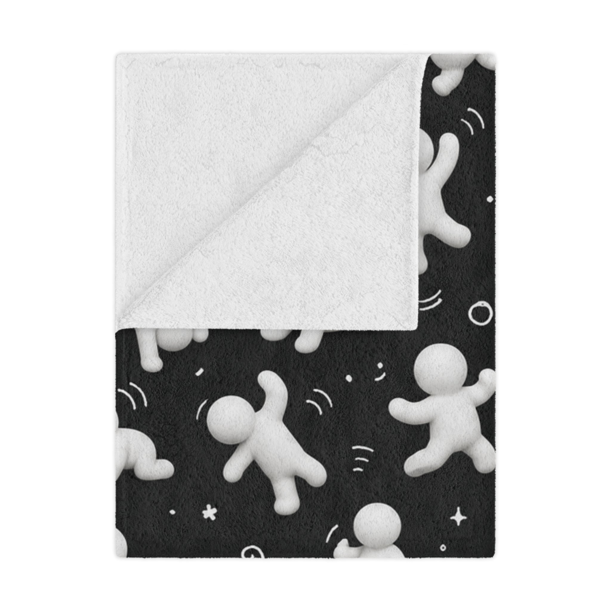 Cozy Minky Blanket — Black & White 3D Figure Pattern Plush Throw