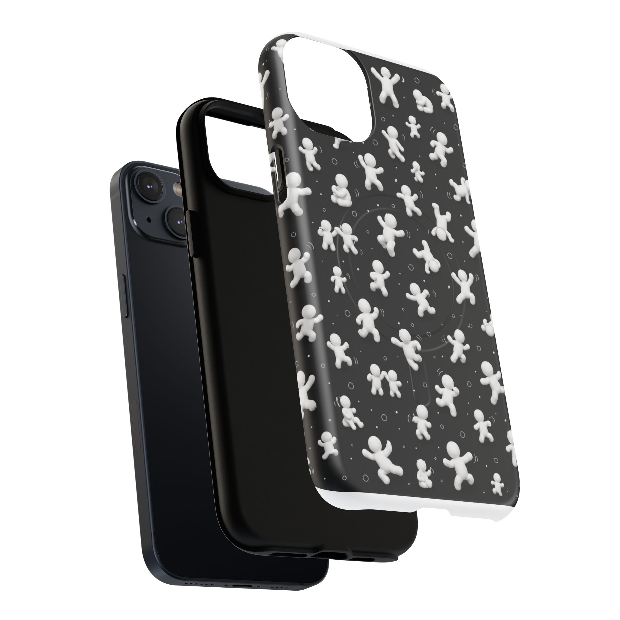 Magnetic Phone Case – Floating Gingerbread Figures on Black (Tough Magnetic)