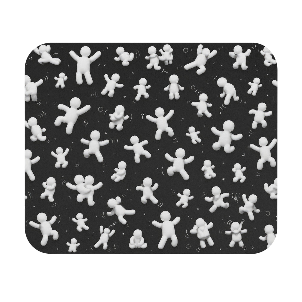 Floating Figures Black Mouse Pad — Fun Minimalist Office Desk Mat