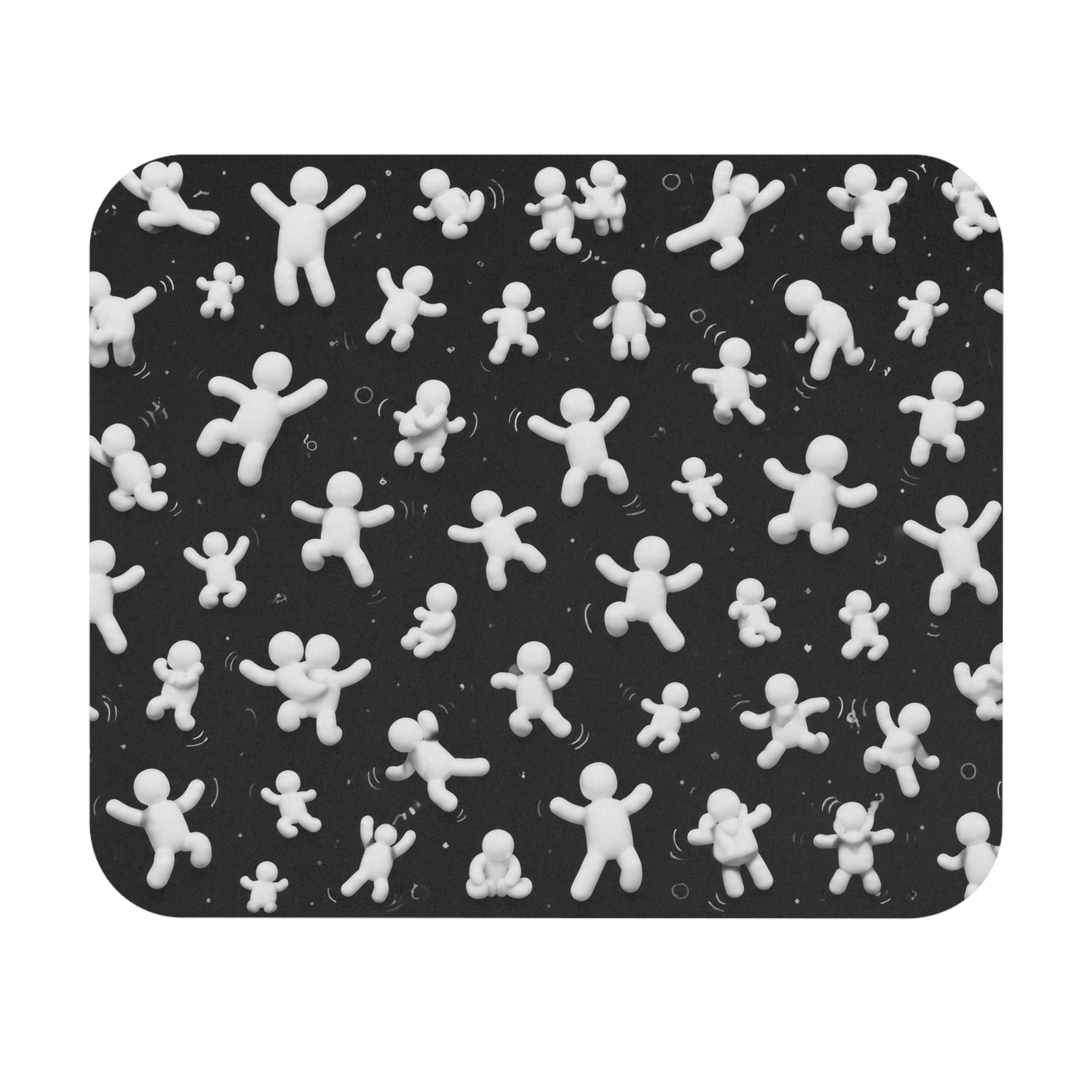 Floating Figures Black Mouse Pad — Fun Minimalist Office Desk Mat
