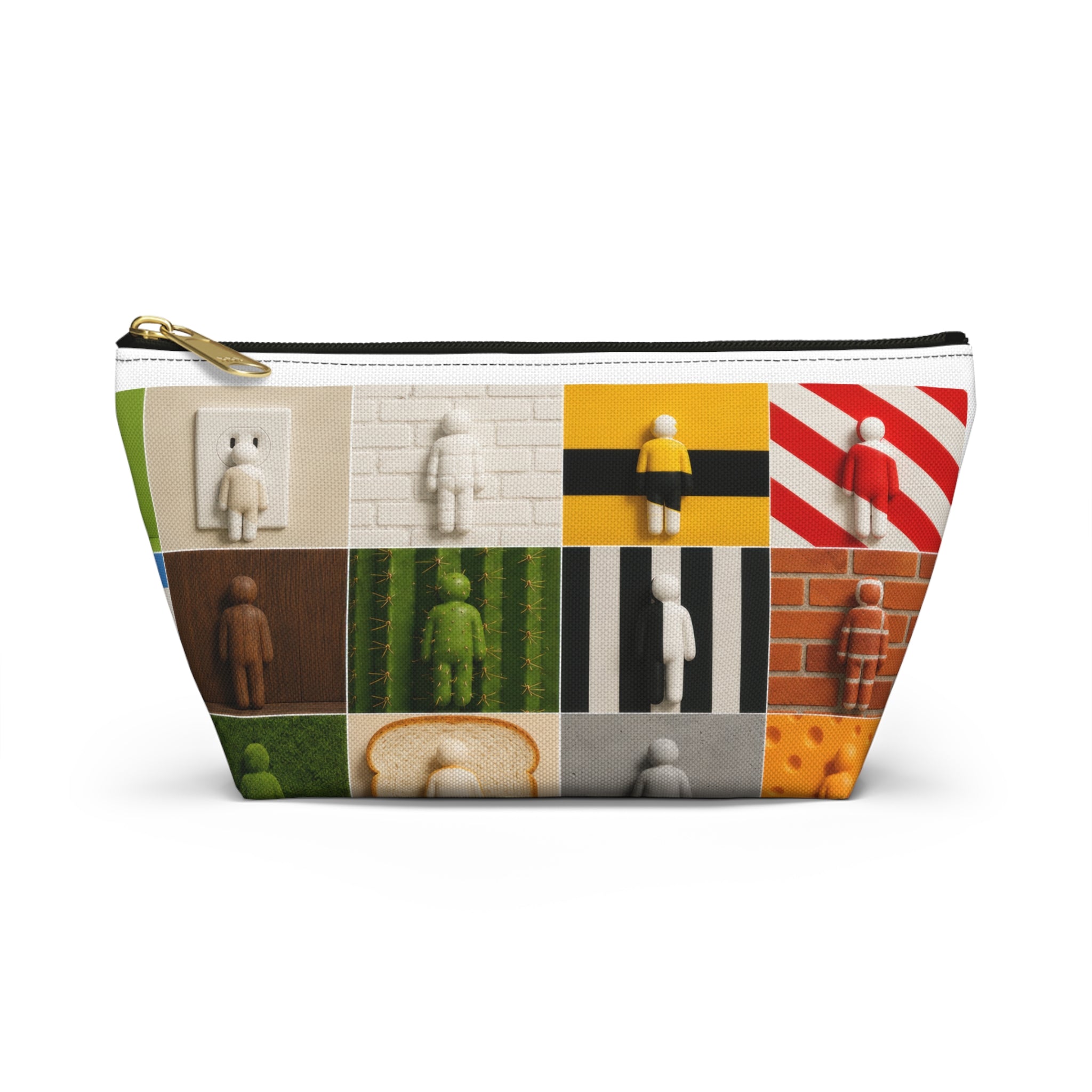 Colorblock Patterned Accessory Pouch — T‑Bottom Cosmetic & Travel Organizer
