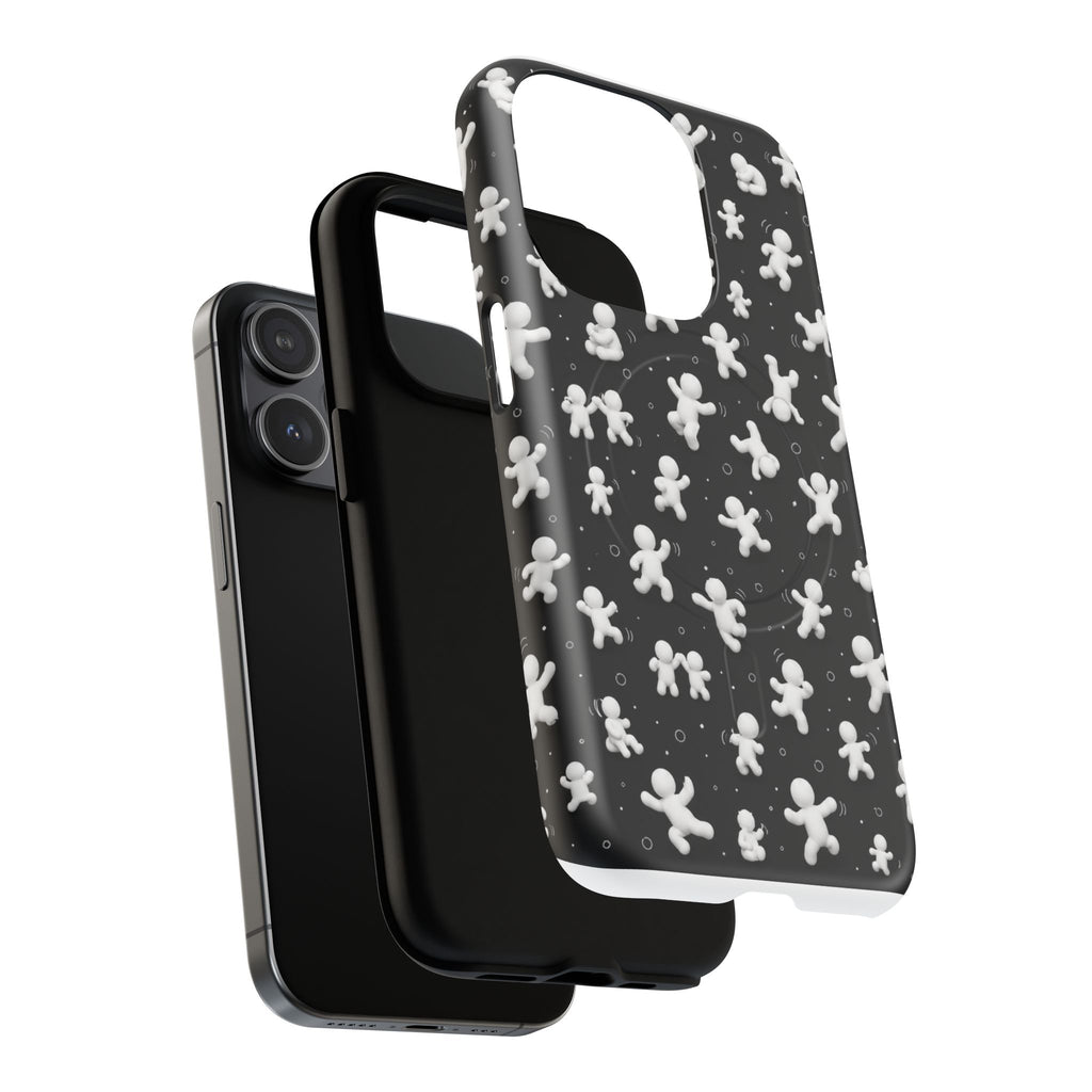 Magnetic Phone Case – Floating Gingerbread Figures on Black (Tough Magnetic)