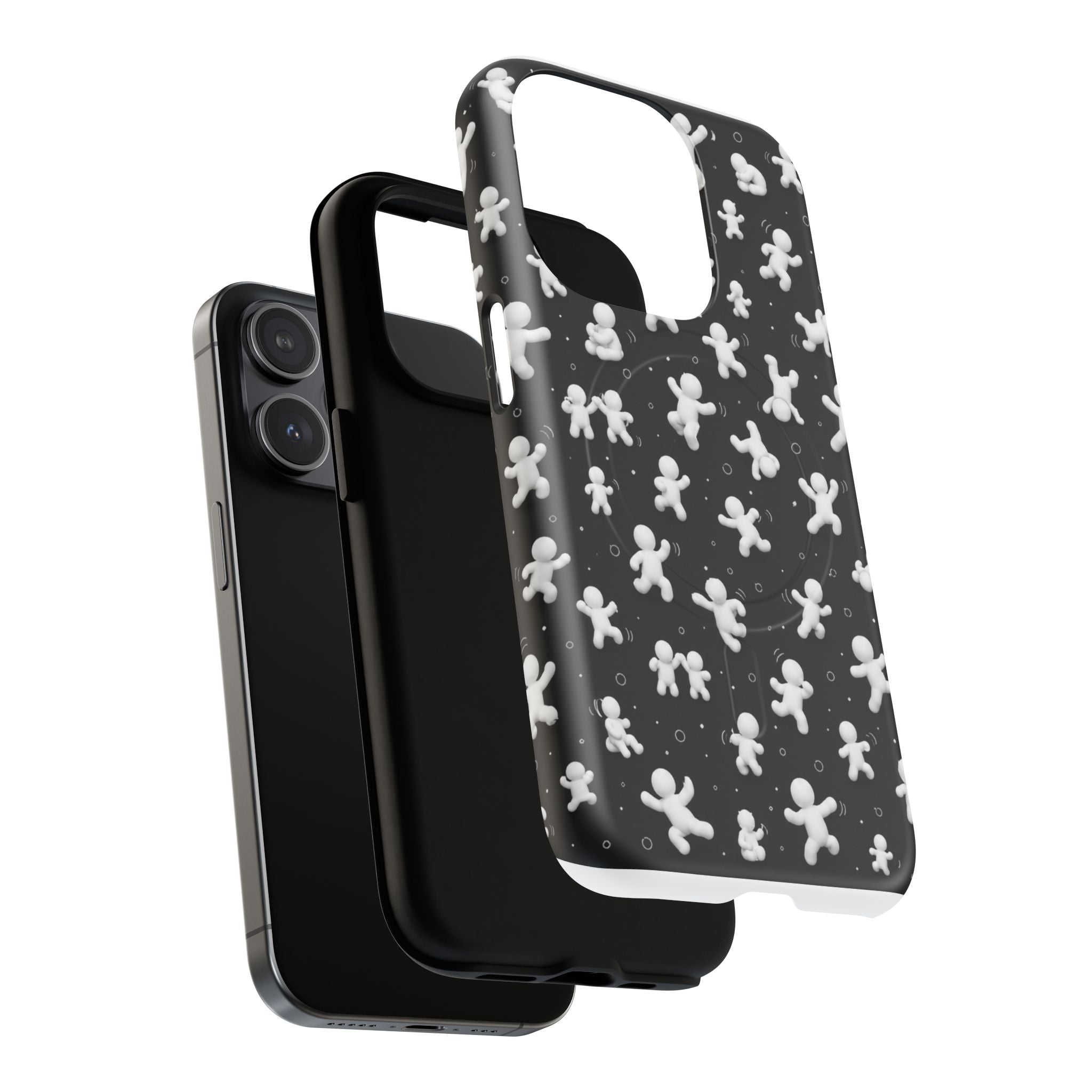 Magnetic Phone Case – Floating Gingerbread Figures on Black (Tough Magnetic)