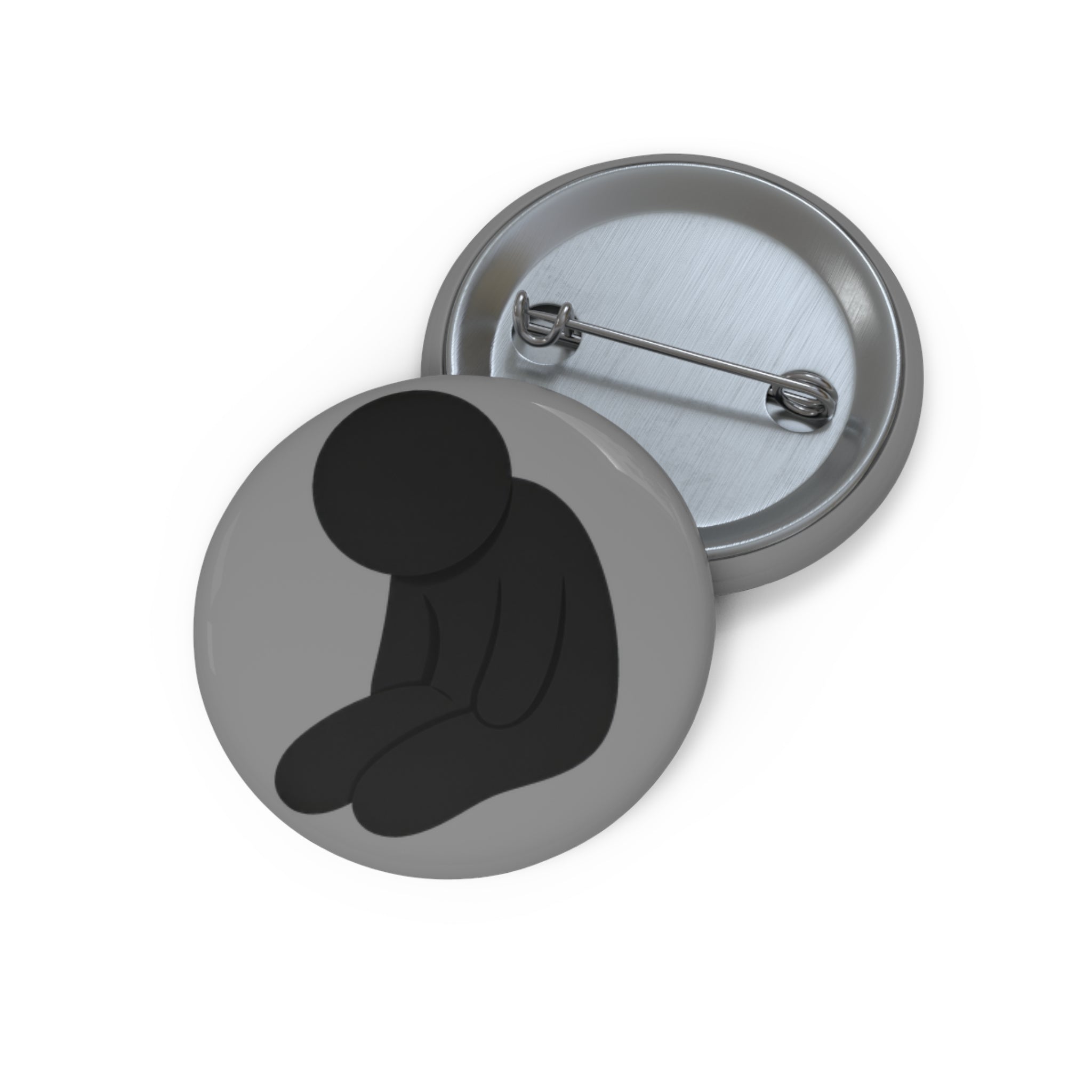 Sad Figure Pin Button — Minimalist Emotional Awareness Lapel Pin
