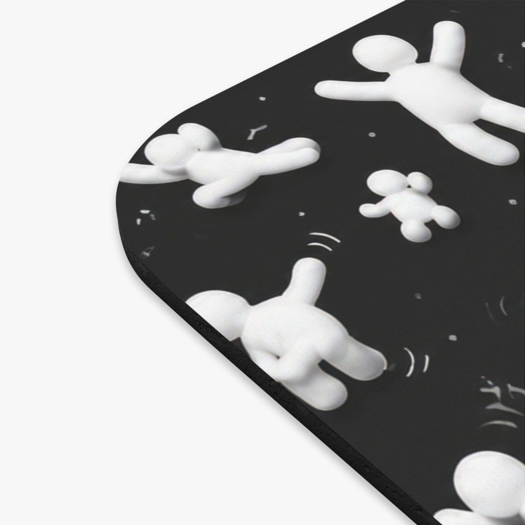 Floating Figures Black Mouse Pad — Fun Minimalist Office Desk Mat