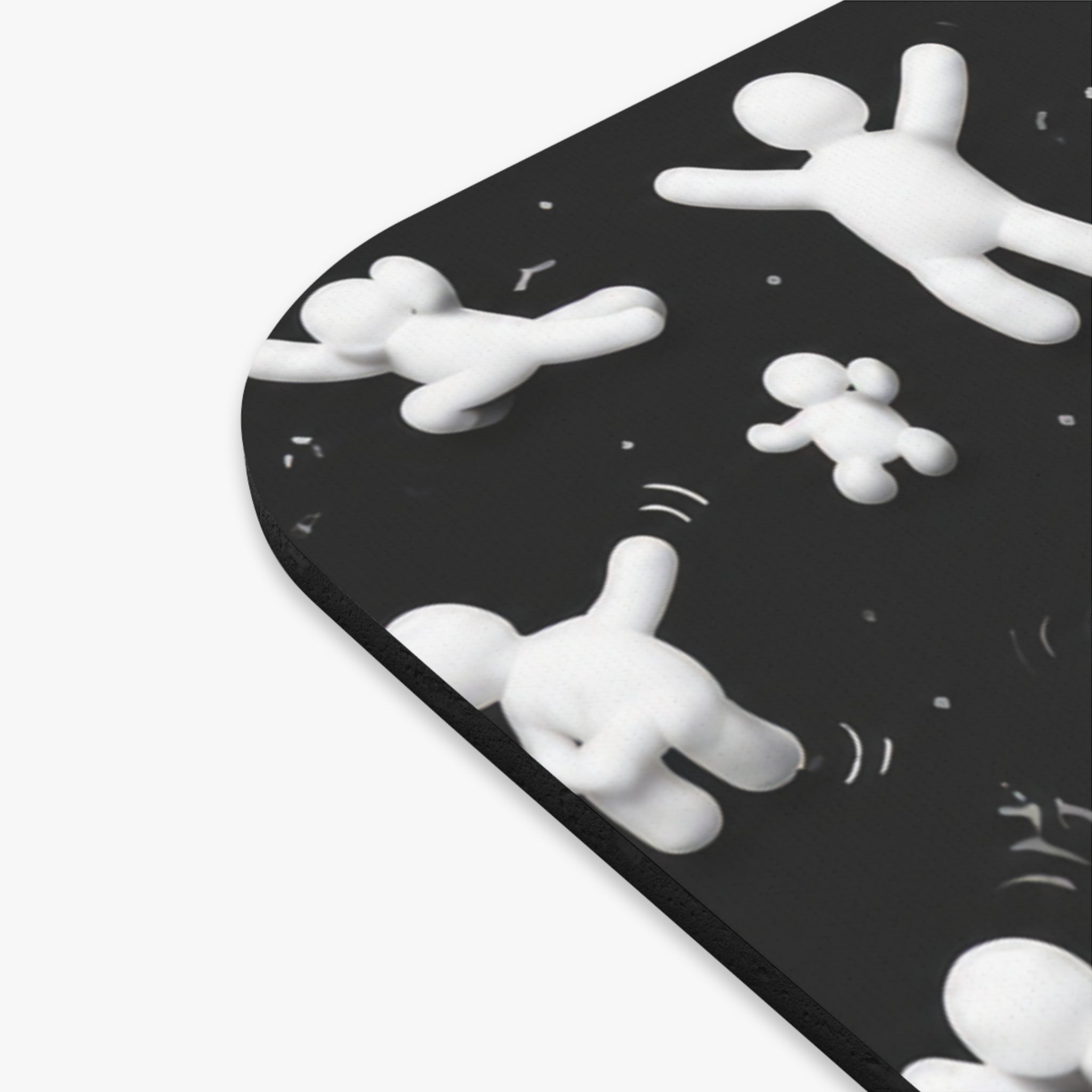 Floating Figures Black Mouse Pad — Fun Minimalist Office Desk Mat
