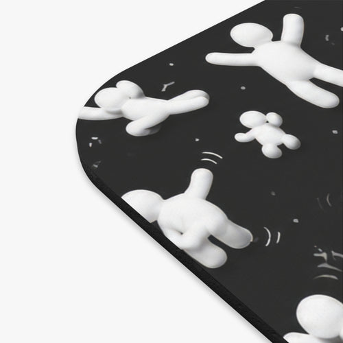 Floating Figures Black Mouse Pad — Fun Minimalist Office Desk Mat