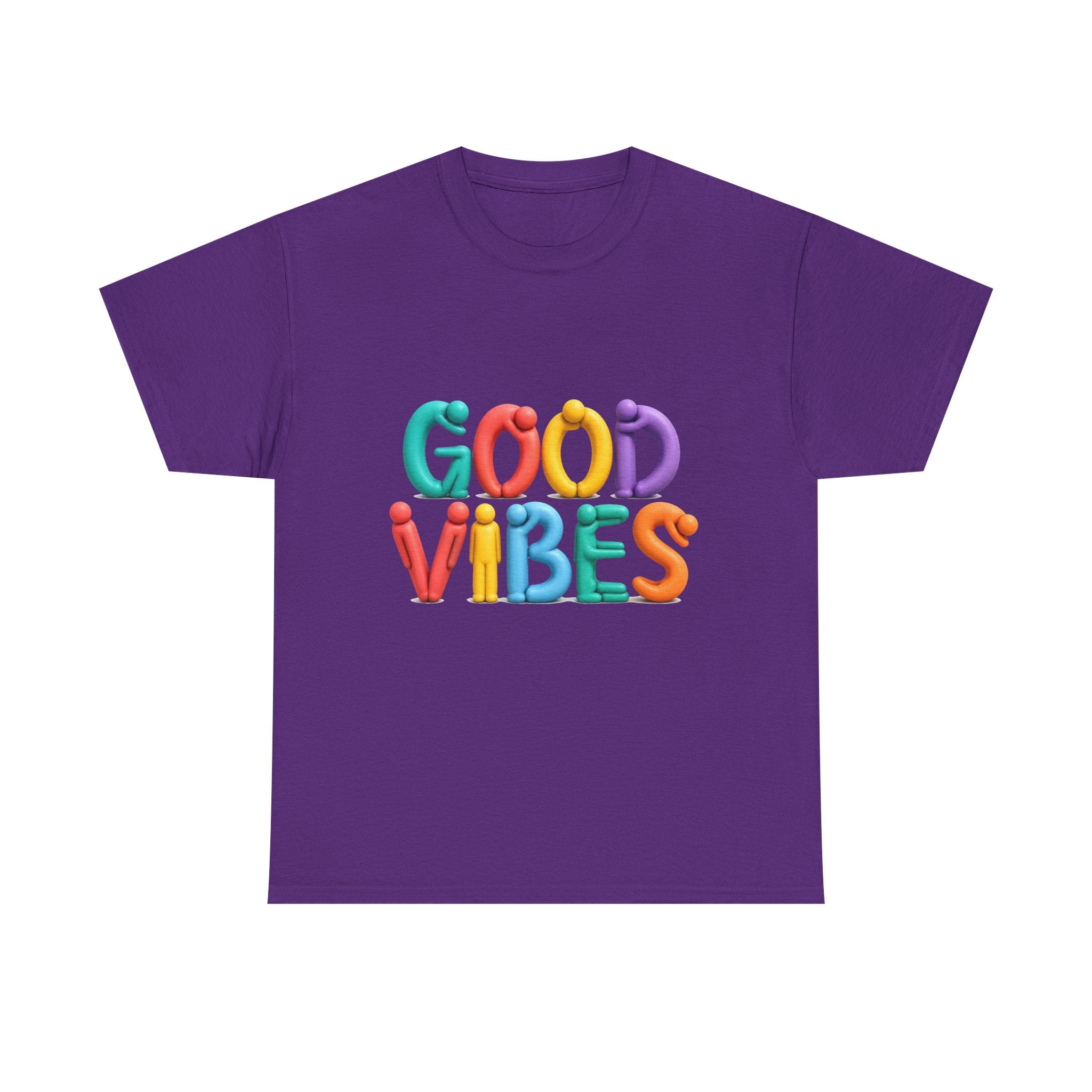 Good Vibes T-Shirt — Colorful Balloon Letter Graphic Tee