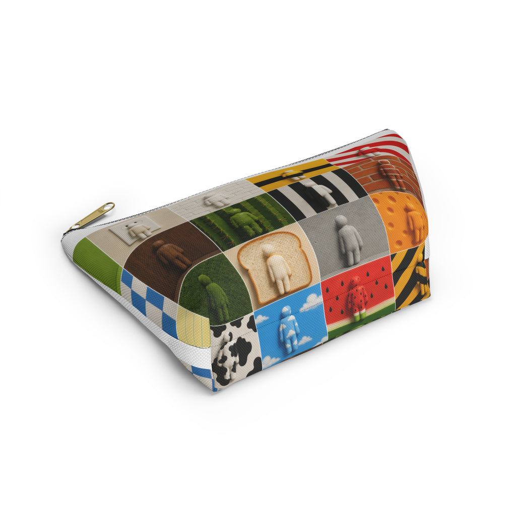 Colorblock Patterned Accessory Pouch — T‑Bottom Cosmetic & Travel Organizer