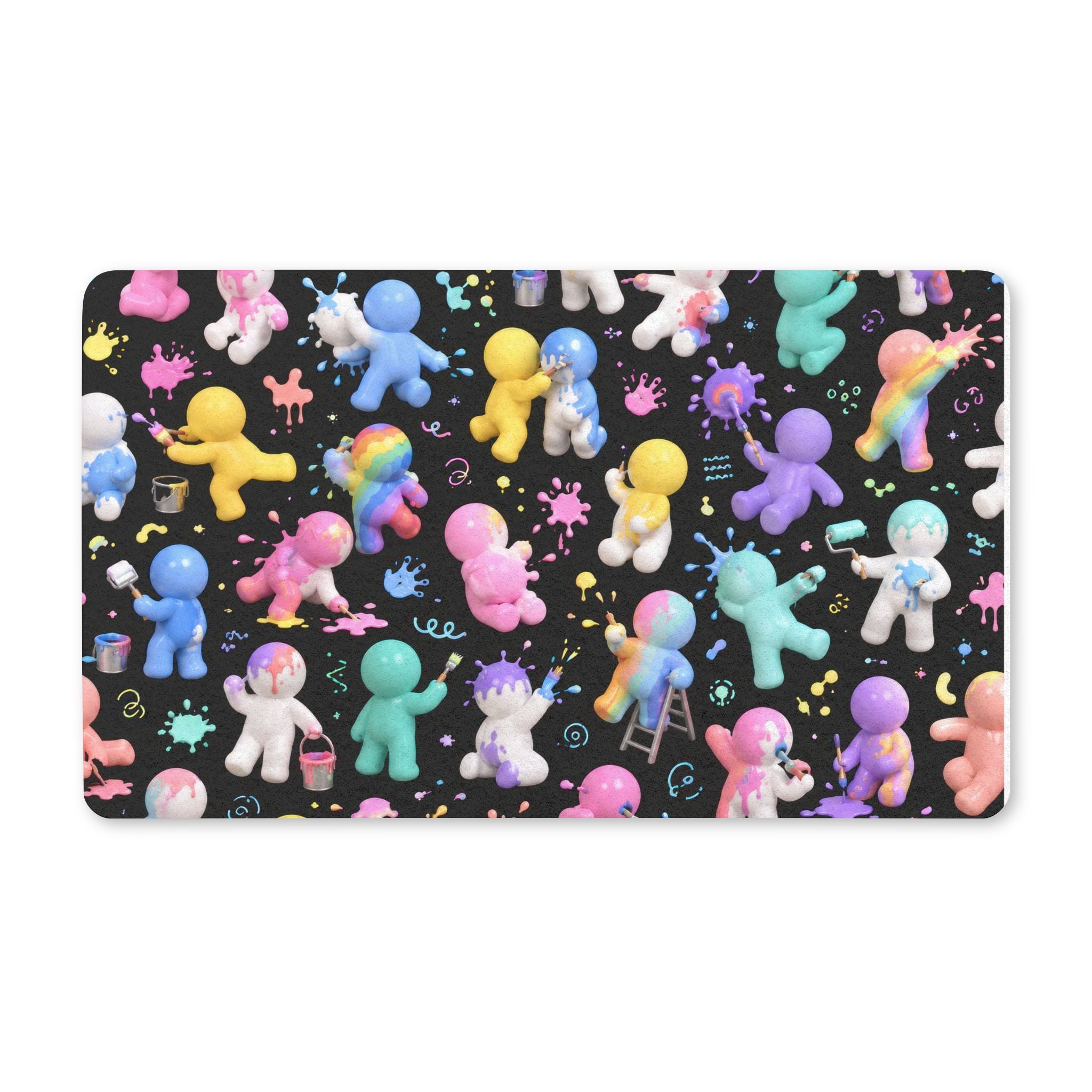 Colorful Paint Buddy Doormat — Cute Rainbow Characters Welcome Mat