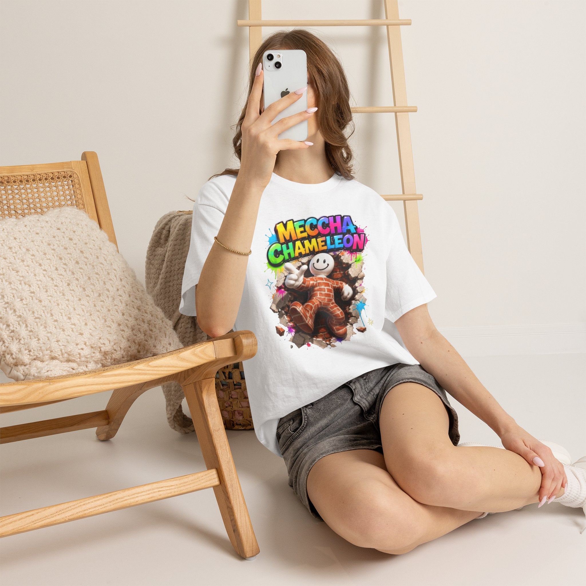 Mecha Chameleon Graphic Tee — Colorful Gamer Cartoon T-Shirt