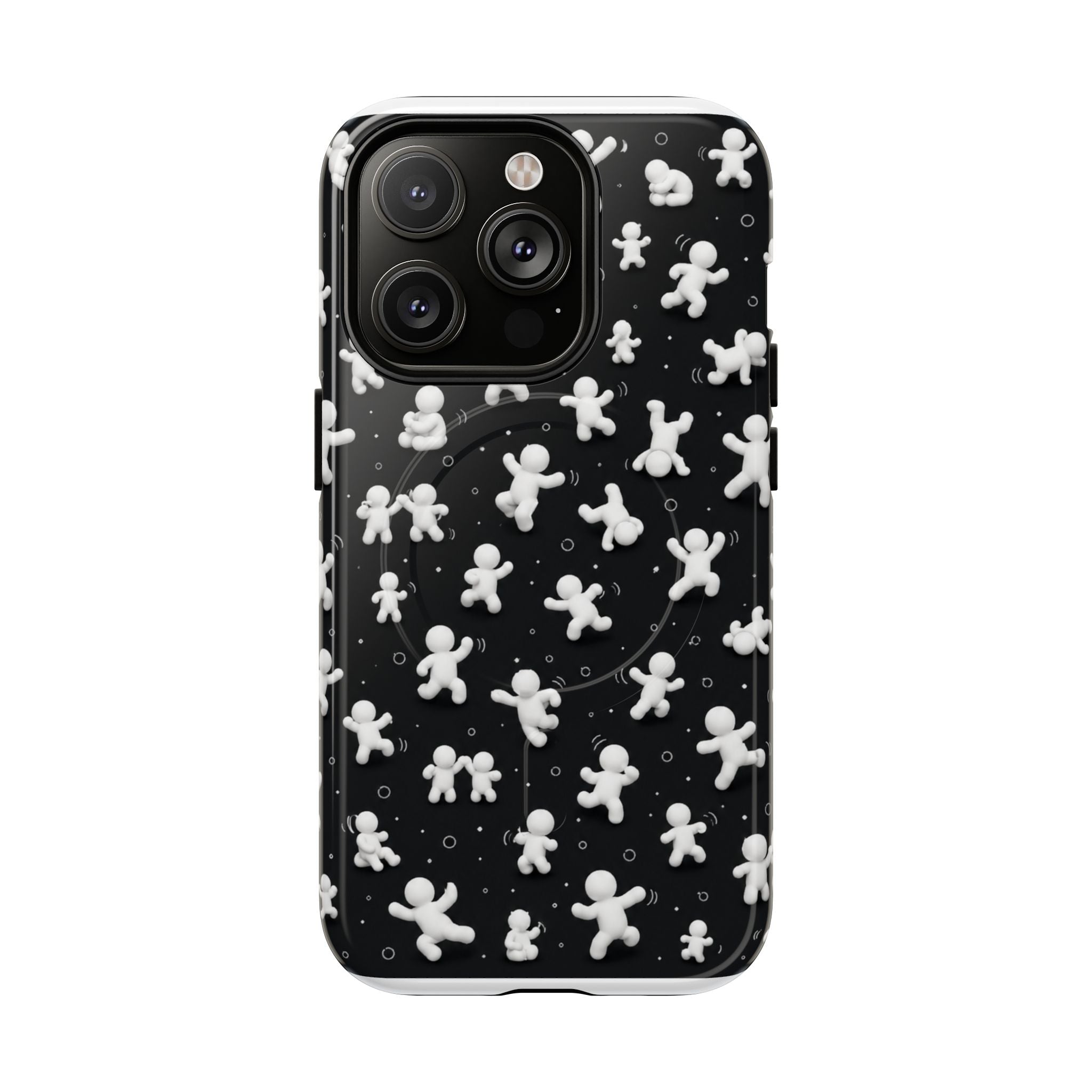 Magnetic Phone Case – Floating Gingerbread Figures on Black (Tough Magnetic)