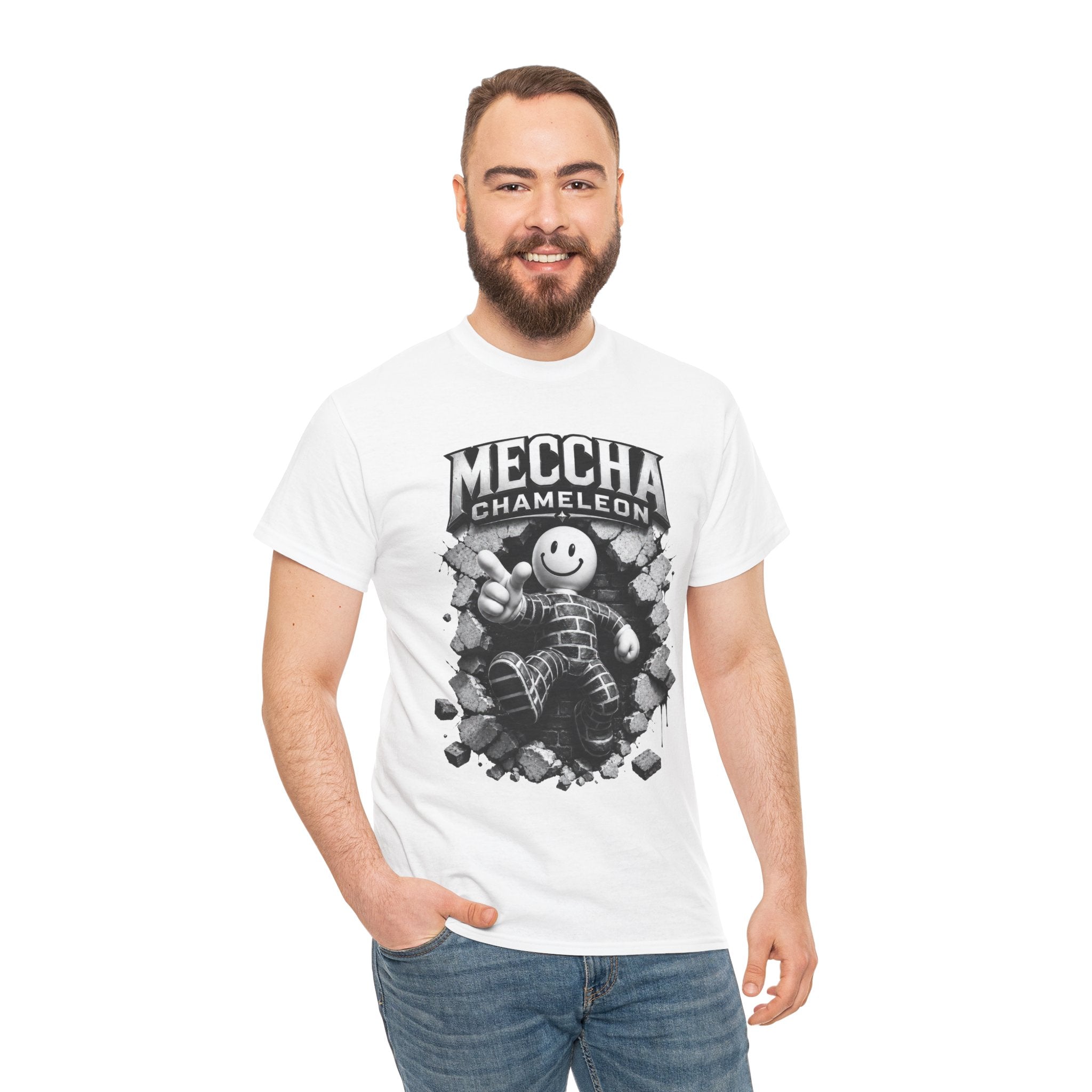 Chameleon Mascot Tee — Colorful 'Meccha Chameleon' Graphic T‑Shirt