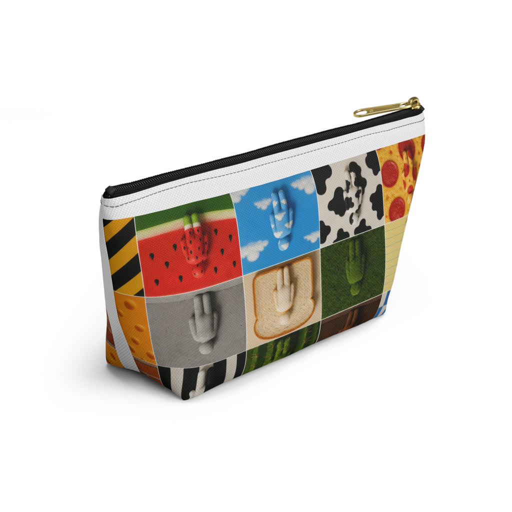 Colorblock Patterned Accessory Pouch — T‑Bottom Cosmetic & Travel Organizer