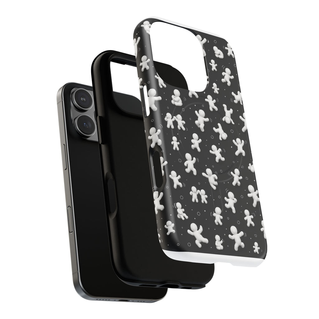 Magnetic Phone Case – Floating Gingerbread Figures on Black (Tough Magnetic)