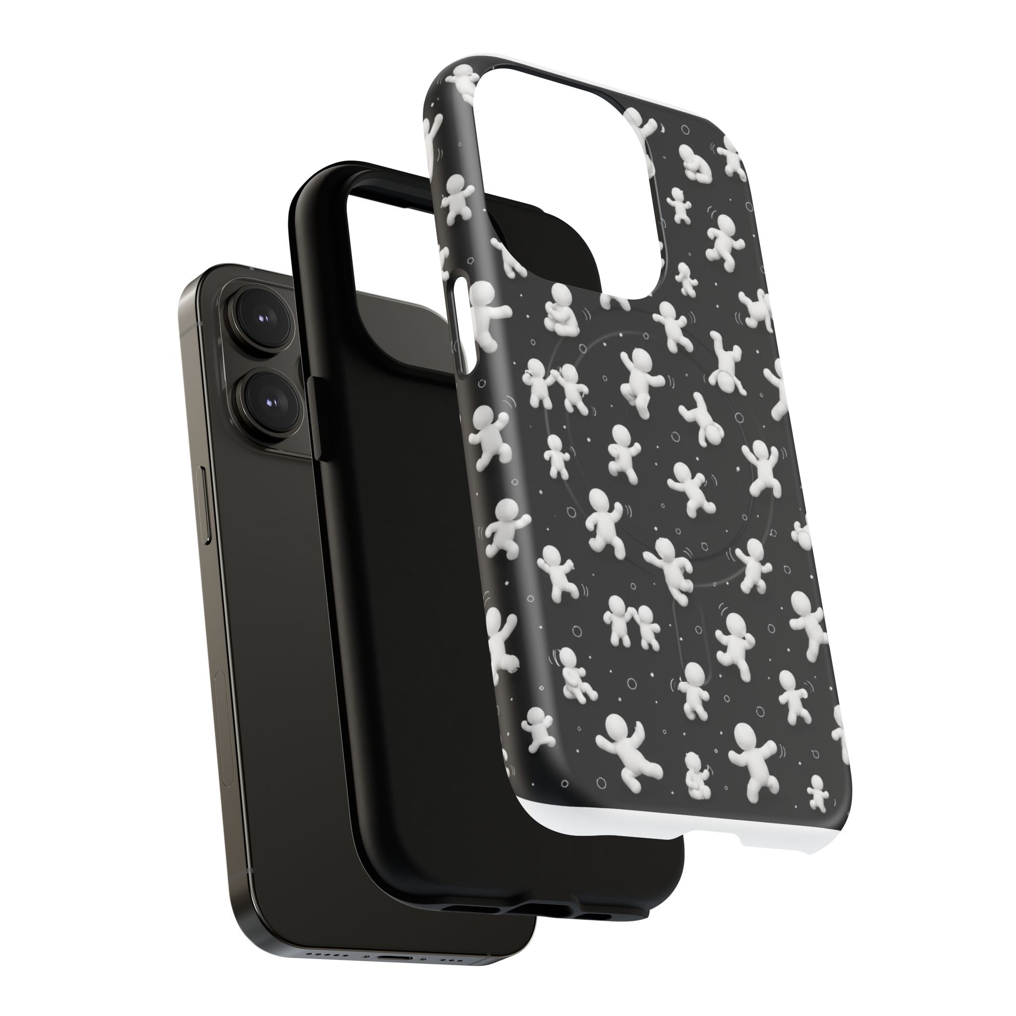 Magnetic Phone Case – Floating Gingerbread Figures on Black (Tough Magnetic)