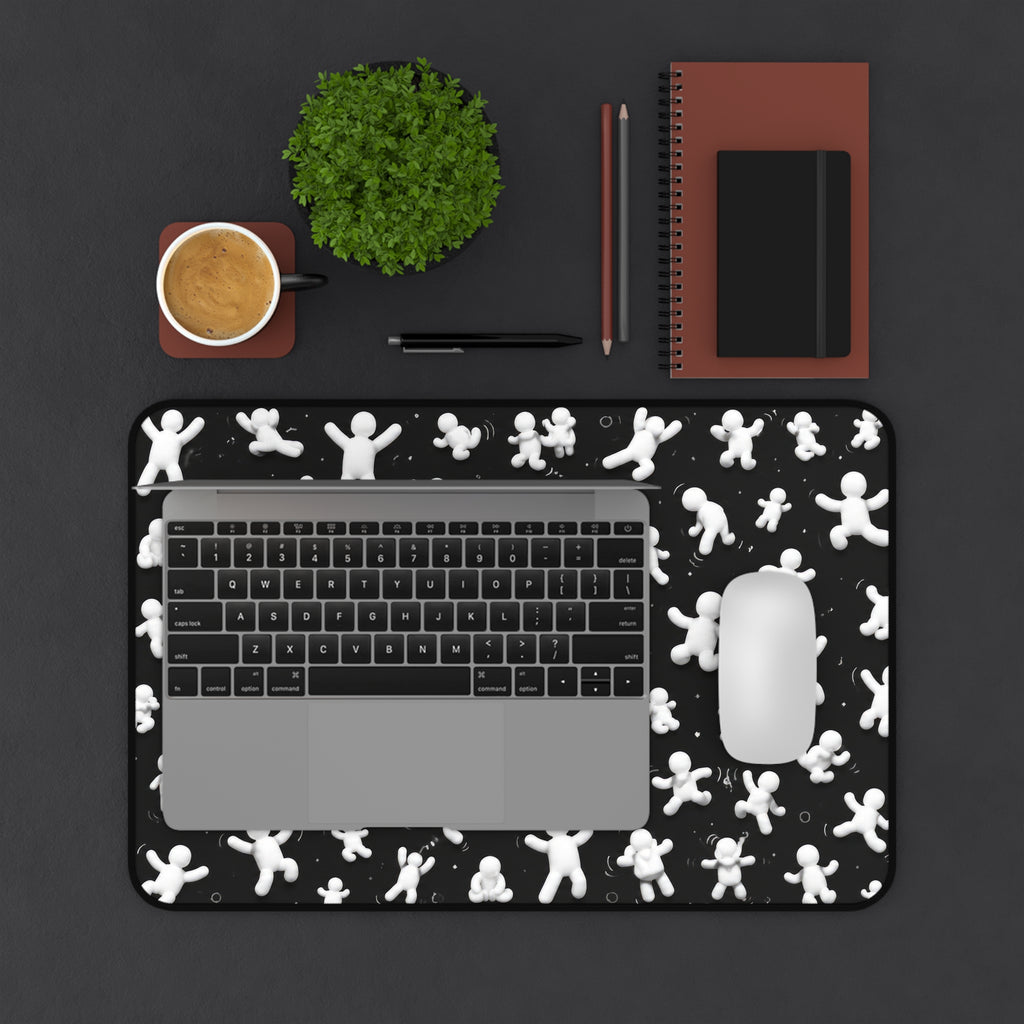 Playful Figures Black Desk Mat — Large Gaming & Office Mousepad
