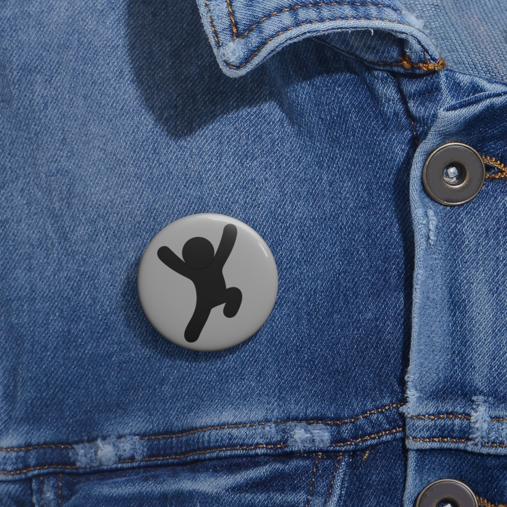 Jumping Figure Pin Button — Minimalist Black Icon Lapel Pin