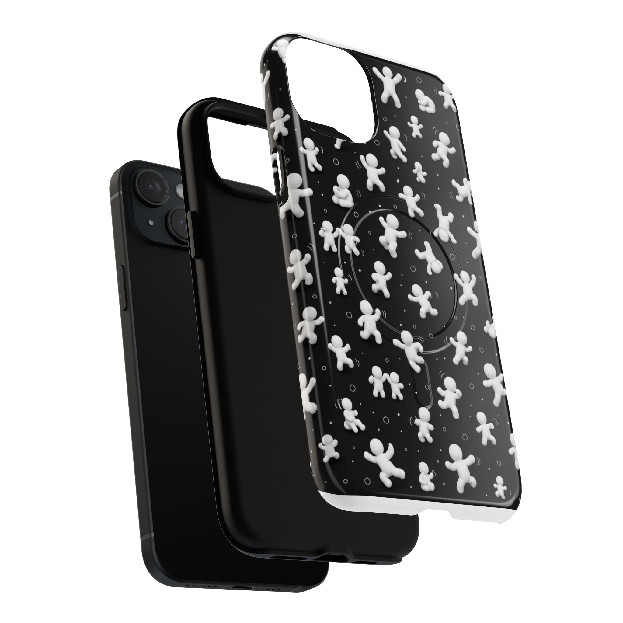 Magnetic Phone Case – Floating Gingerbread Figures on Black (Tough Magnetic)
