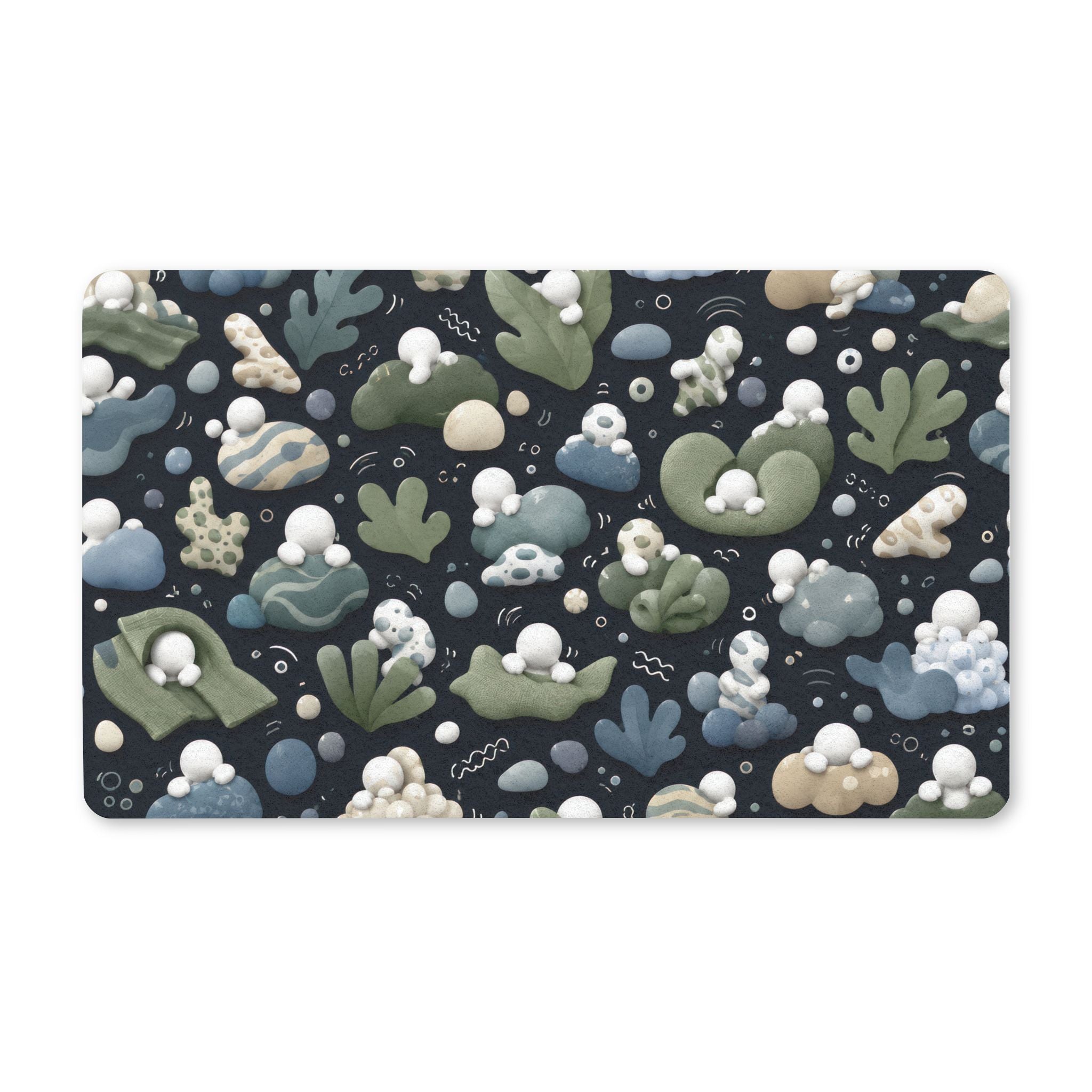 Abstract Ocean Coral Doormat — Coastal Seafoam Pattern Welcome Mat