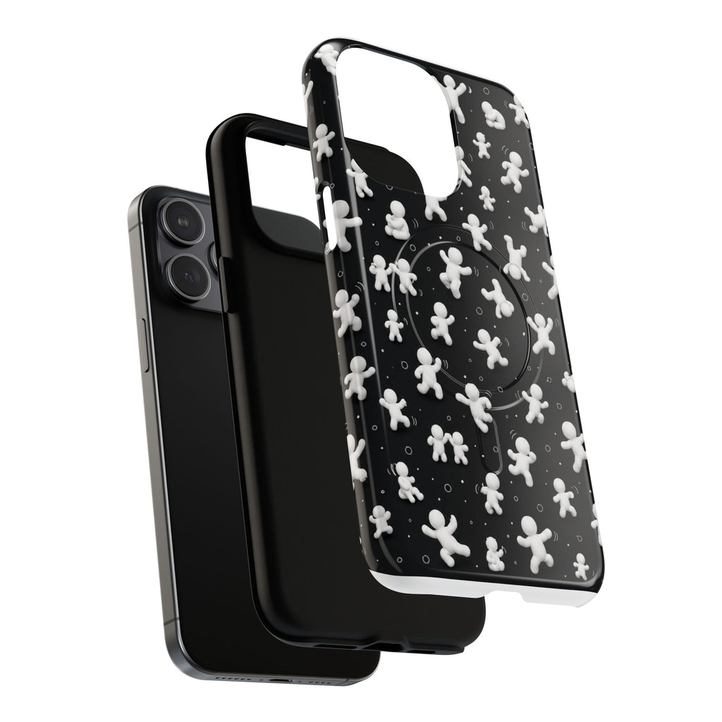 Magnetic Phone Case – Floating Gingerbread Figures on Black (Tough Magnetic)