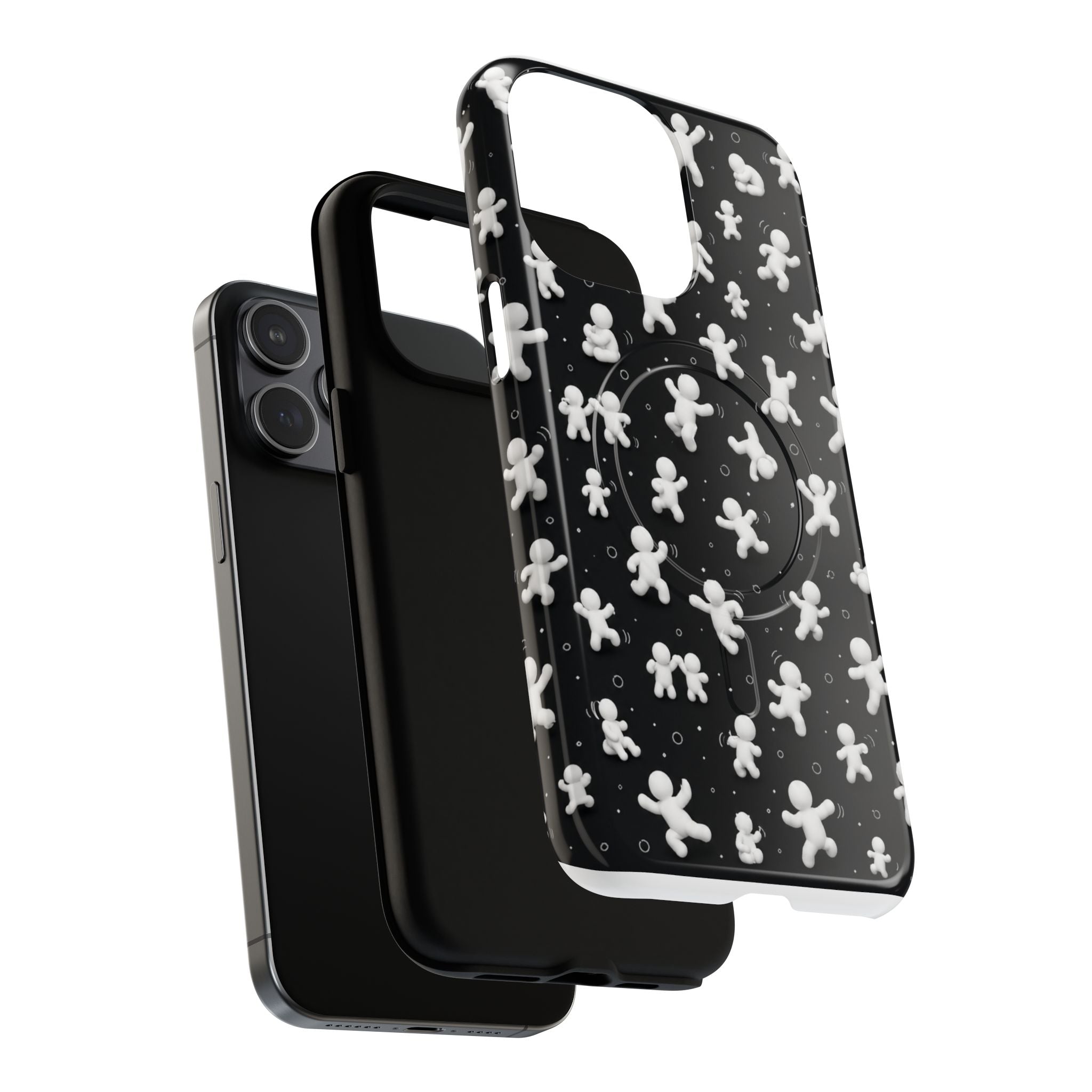 Magnetic Phone Case – Floating Gingerbread Figures on Black (Tough Magnetic)