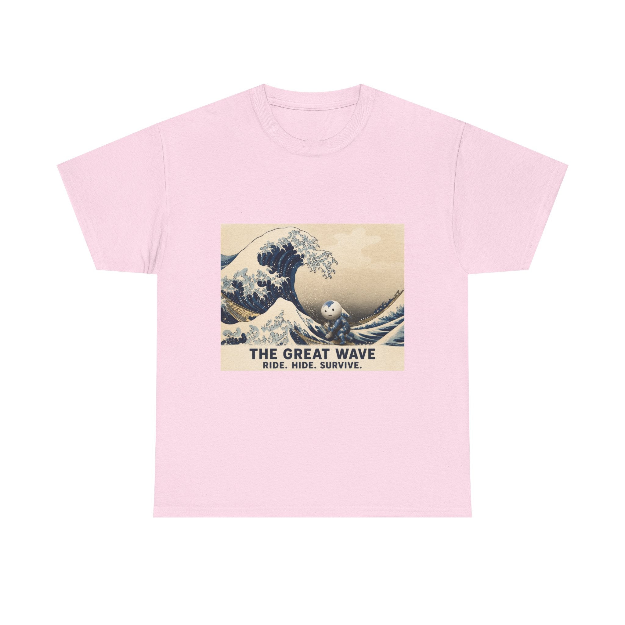 The Great Wave T-Shirt — Vintage Surf Art Tee ("RIDE. HIDE. SURVIVE.")