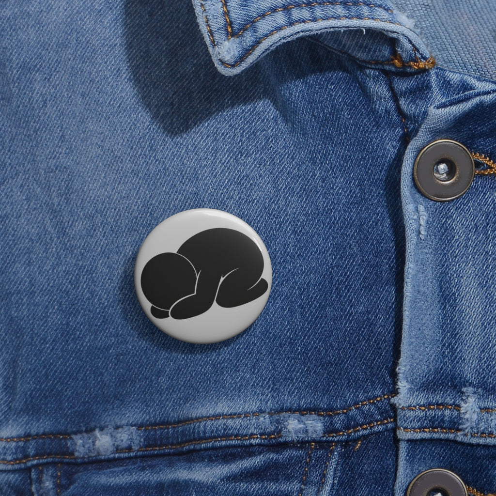 Pin Button — Minimalist Curled Figure Button Pin (Cute Abstract Silhouette)